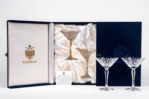 Faberg&egrave;. Quattro coppe da Martini in cristallo incolore