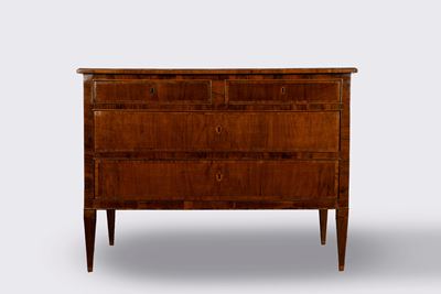 Cassettone stile Luigi XVI, secolo XVIII, in legno intarsiato