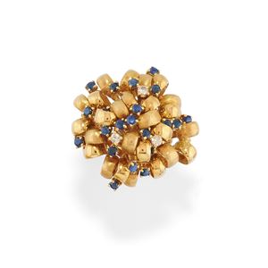 Ring with sapphires and diamonds