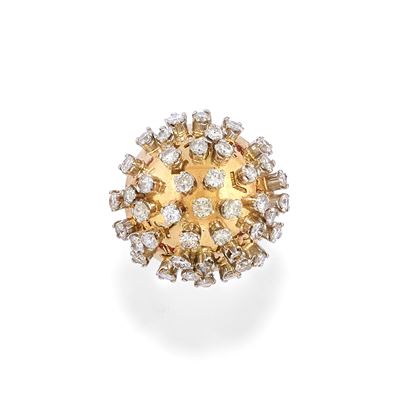 Anello in oro giallo 18k con diamanti, a cinque fili