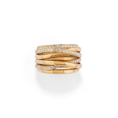 Anello con diamanti, oro rosso 18k