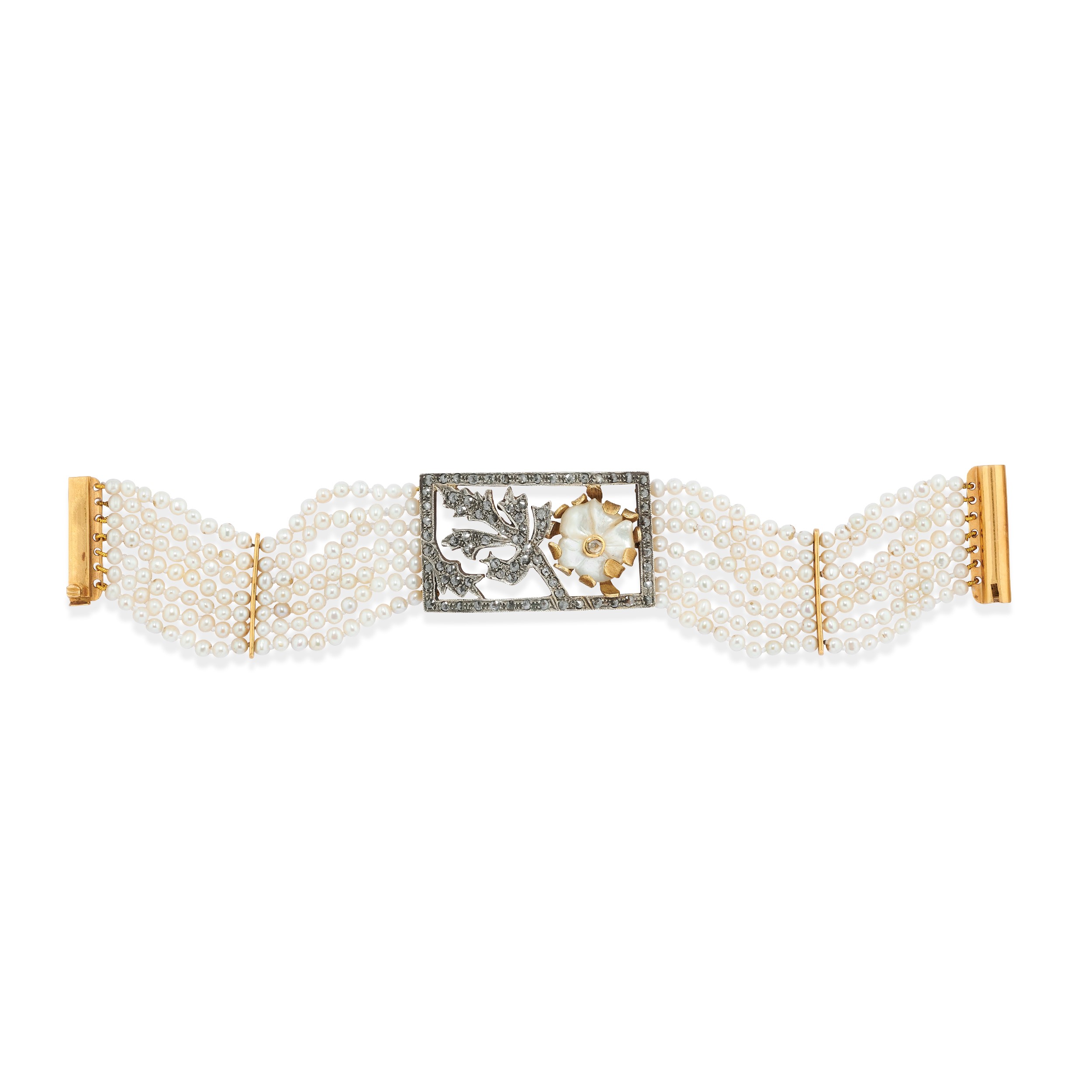Demi-parure con perle coltivate in oro giallo 18k e argento