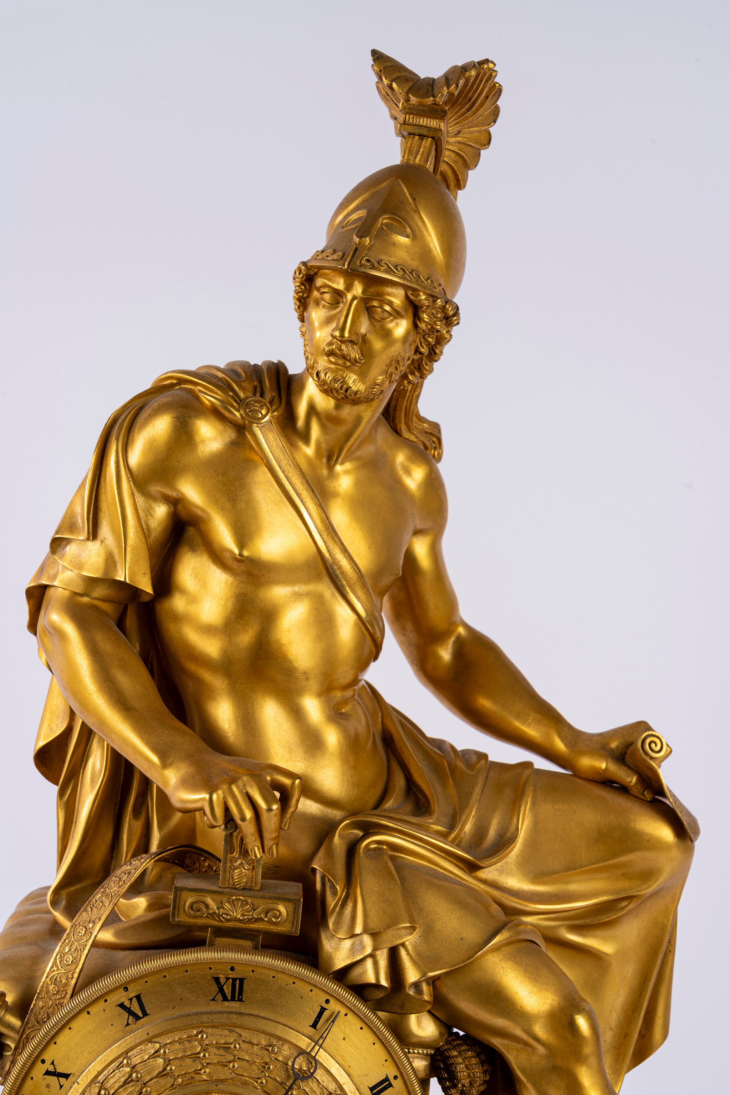 Pendola da appoggio in bronzo dorato. Francia, secolo XIX.