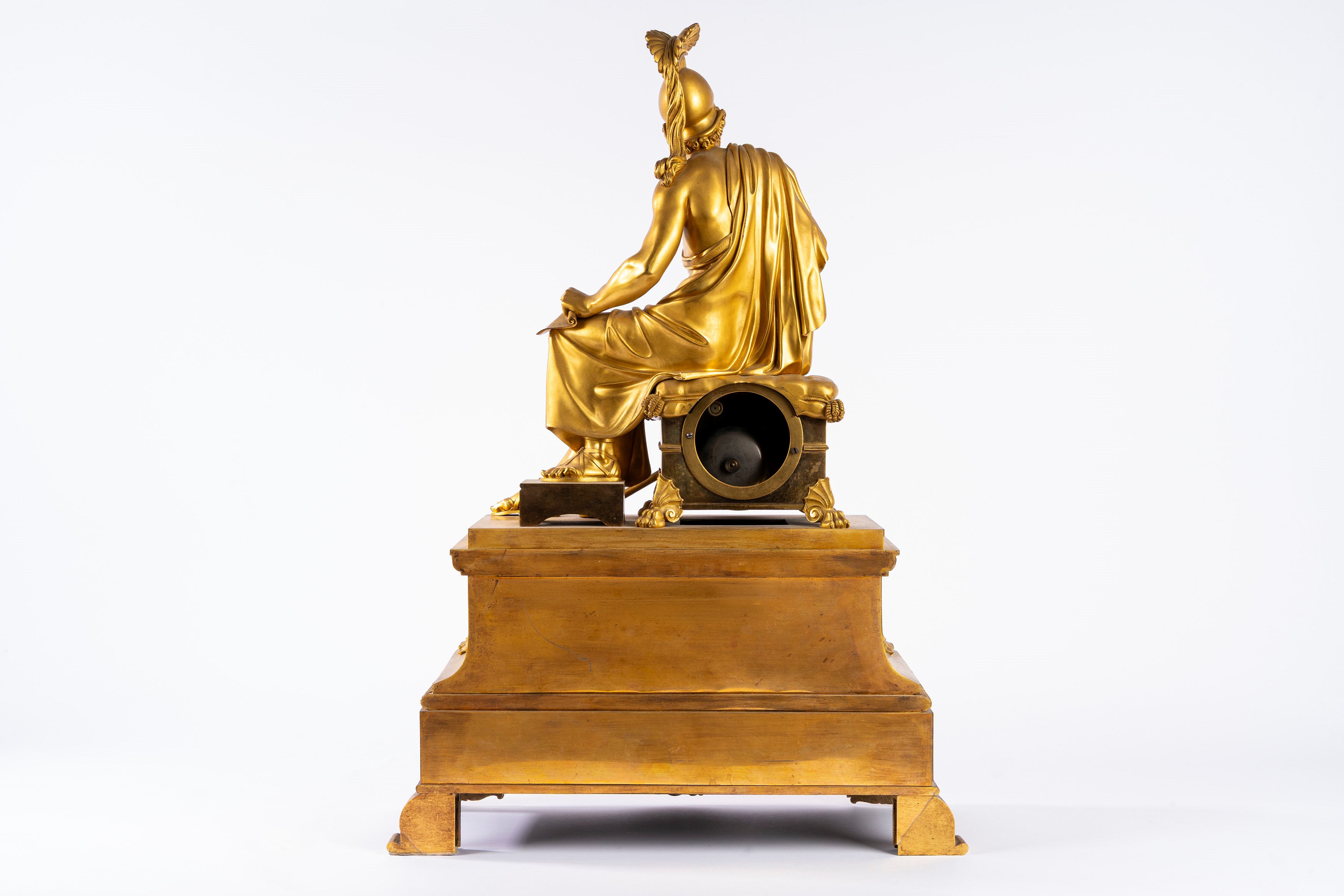 Pendola da appoggio in bronzo dorato. Francia, secolo XIX.