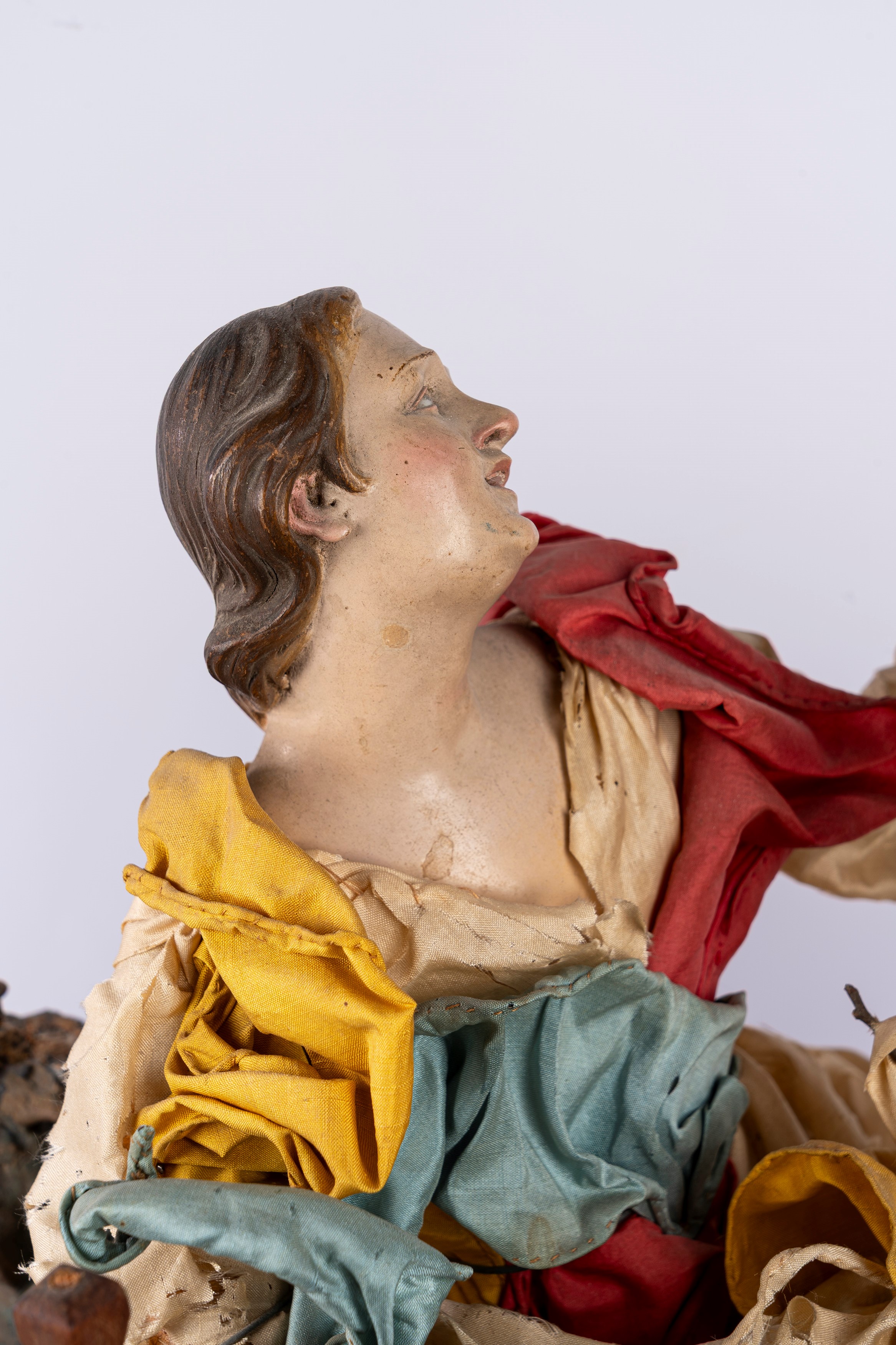 Presepe con la Natività, tre pastori e un angelo. Napoli, secolo XIX