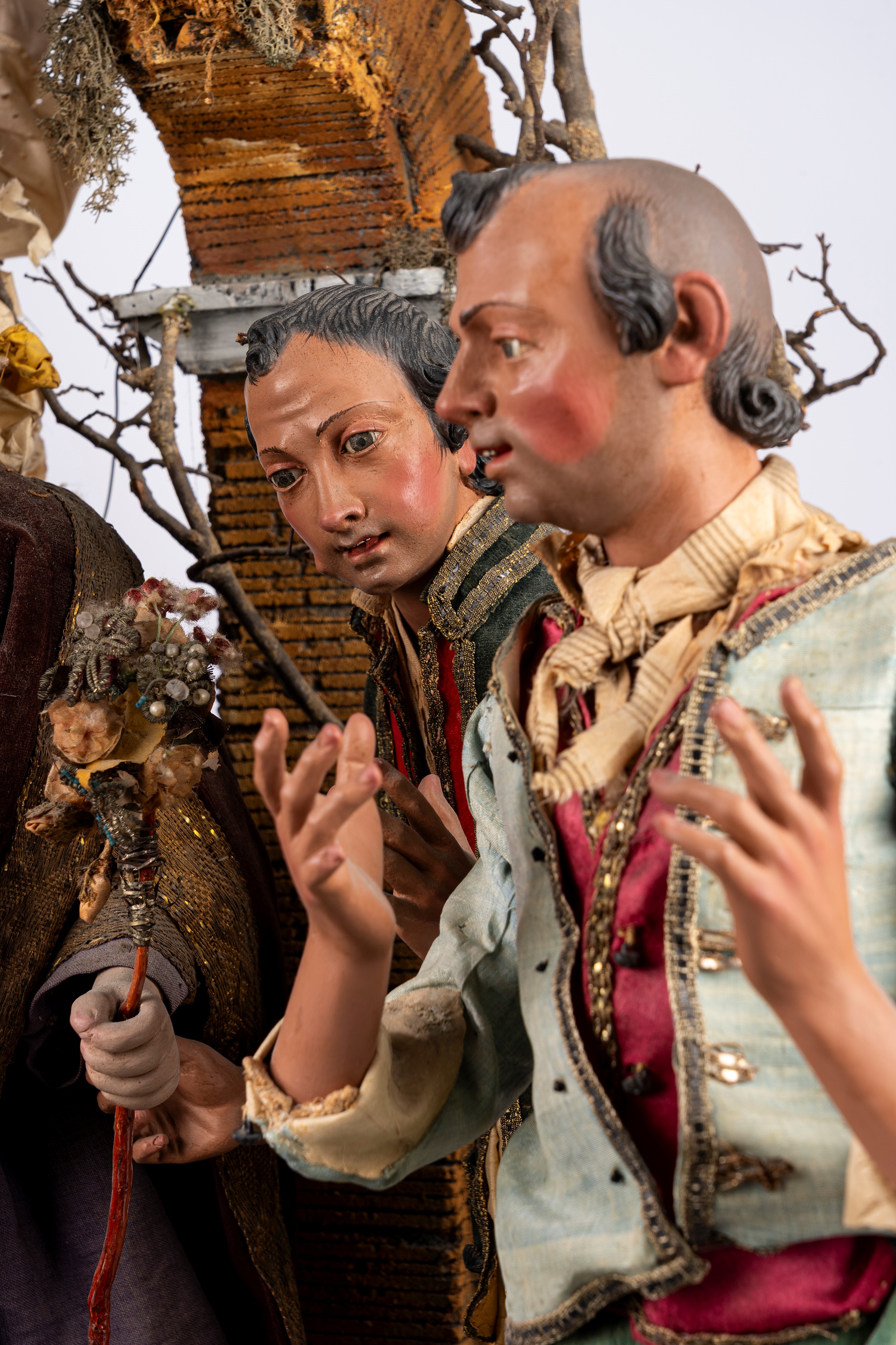 Presepe con la Natività, tre pastori e un angelo. Napoli, secolo XIX