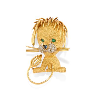 Spilla con cagnolino in oro bicolore 18k