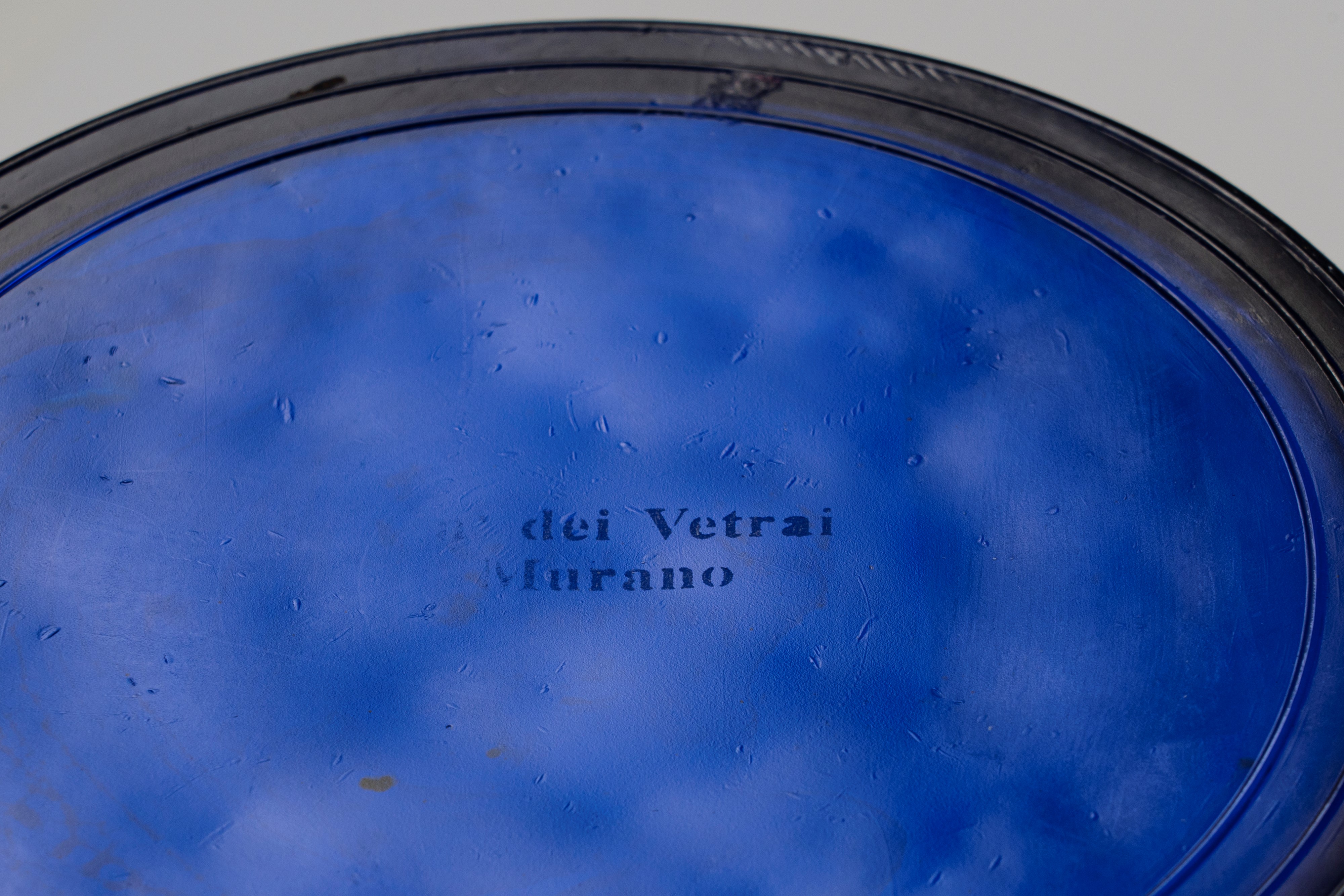 Secchiello porta ghiaccio in vetro blu di Murano