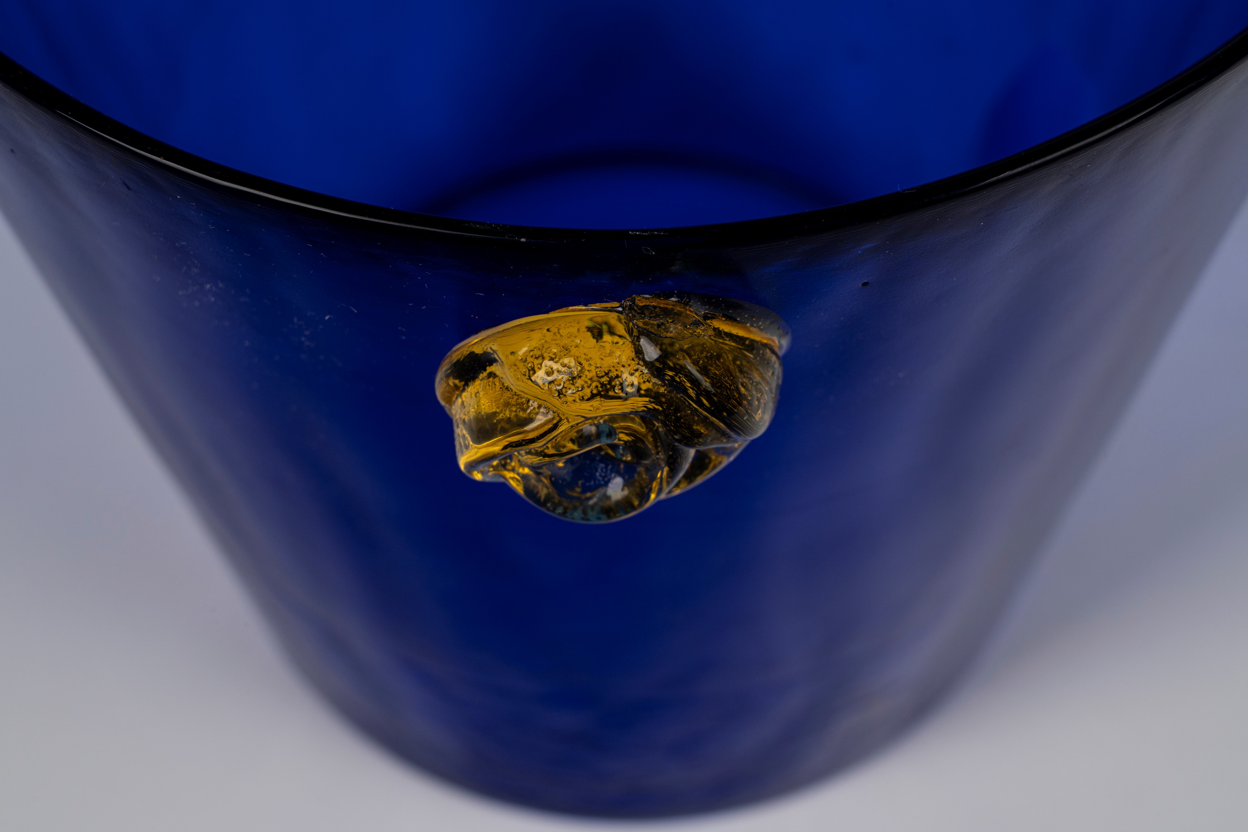 Secchiello porta ghiaccio in vetro blu di Murano