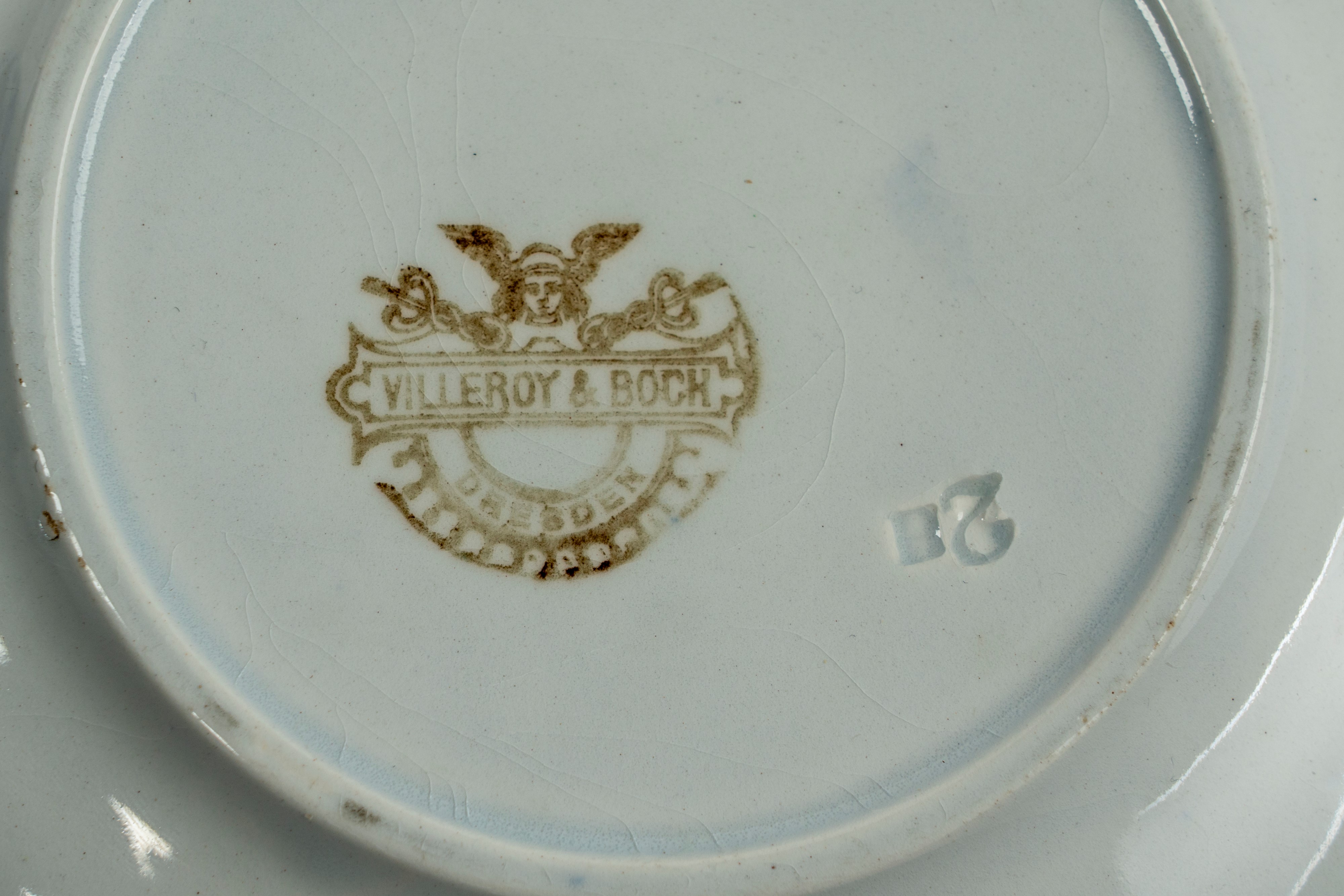 Tazza da Te con Piattino in Porcellana con Decoro a Cipolla in Blu. Villeroy & Bosh, Dresden, Sec...