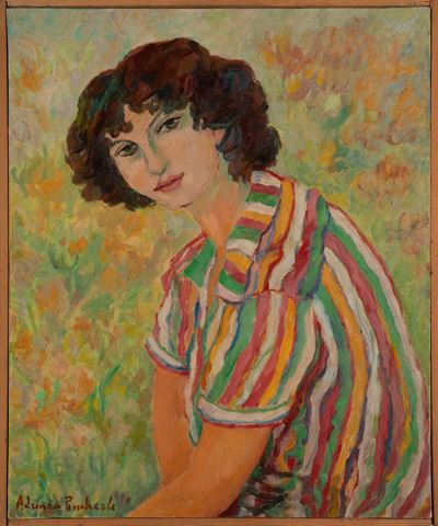 La camicetta a righe, olio su tela