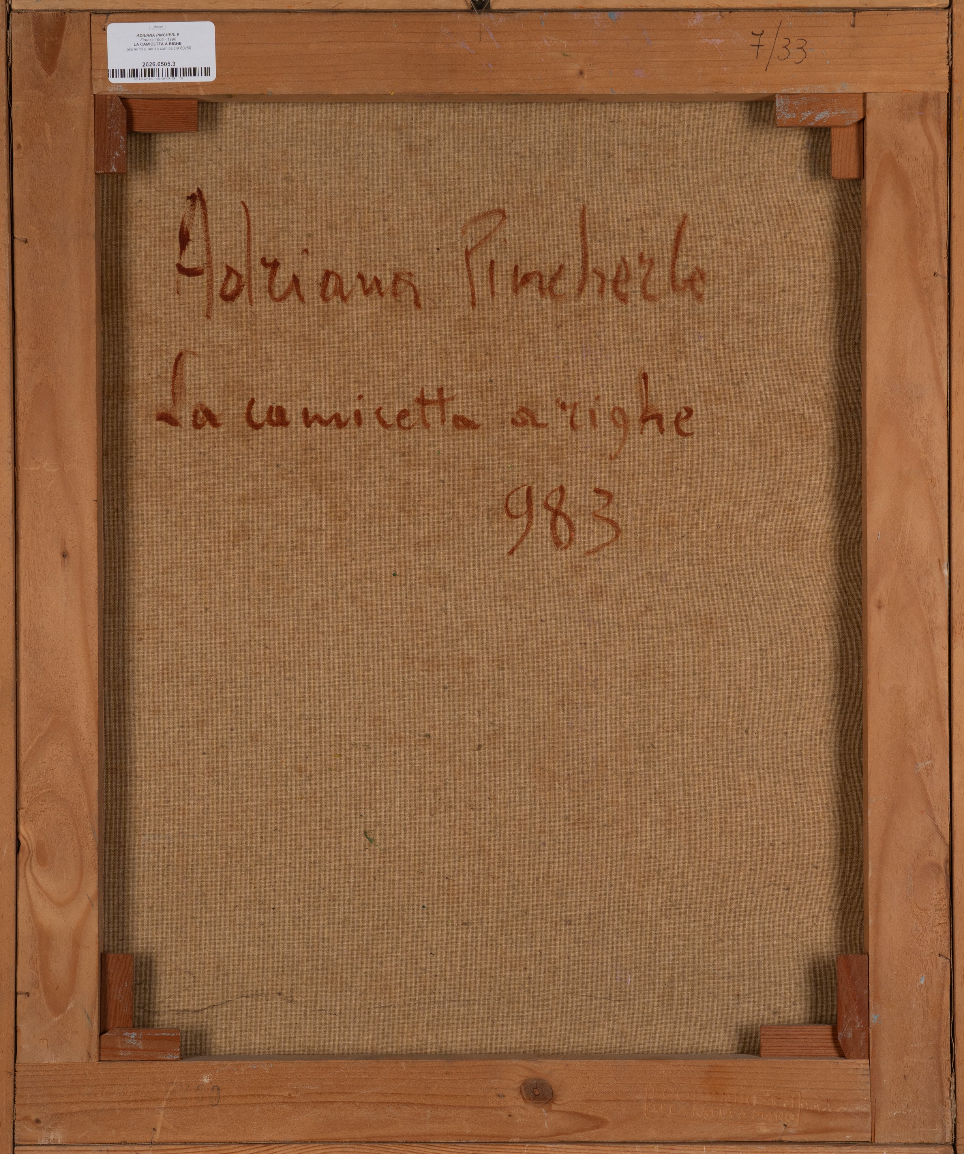 Adriana Pincherle - La camicetta a righe, olio su tela