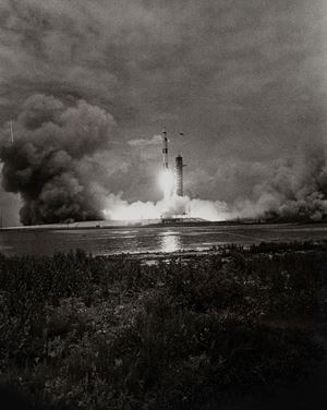 Generating a liftoff thrust of 7.7 million pouds, Apollo 10, Kennedy Space Center, Florida