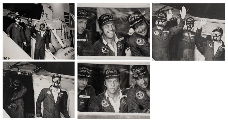 Apollo 14, Stuart A. Roosa, Alan B. Shepard, Edgar D. Mitchell, aboard the USS New Orleans