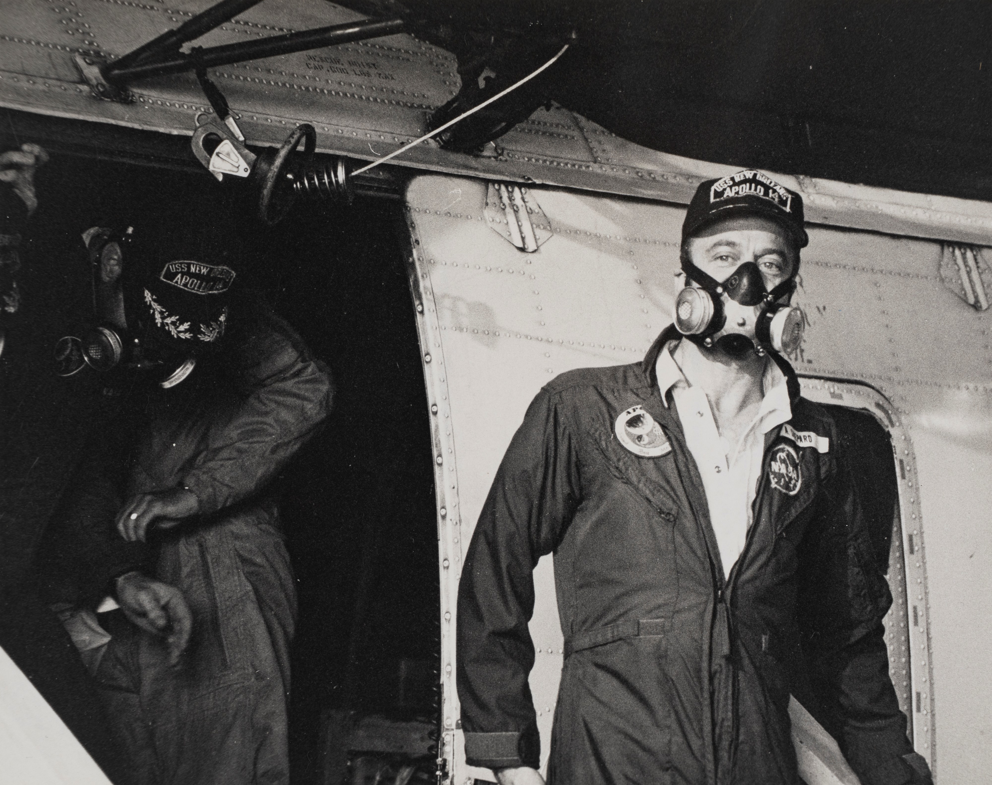 Apollo 14, Stuart A. Roosa, Alan B. Shepard, Edgar D. Mitchell, aboard the USS New Orleans
