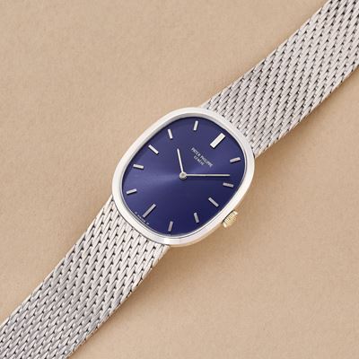 Ellipse 3748G (anni ’80), orologio da polso in oro bianco 18k con bracciale integrato