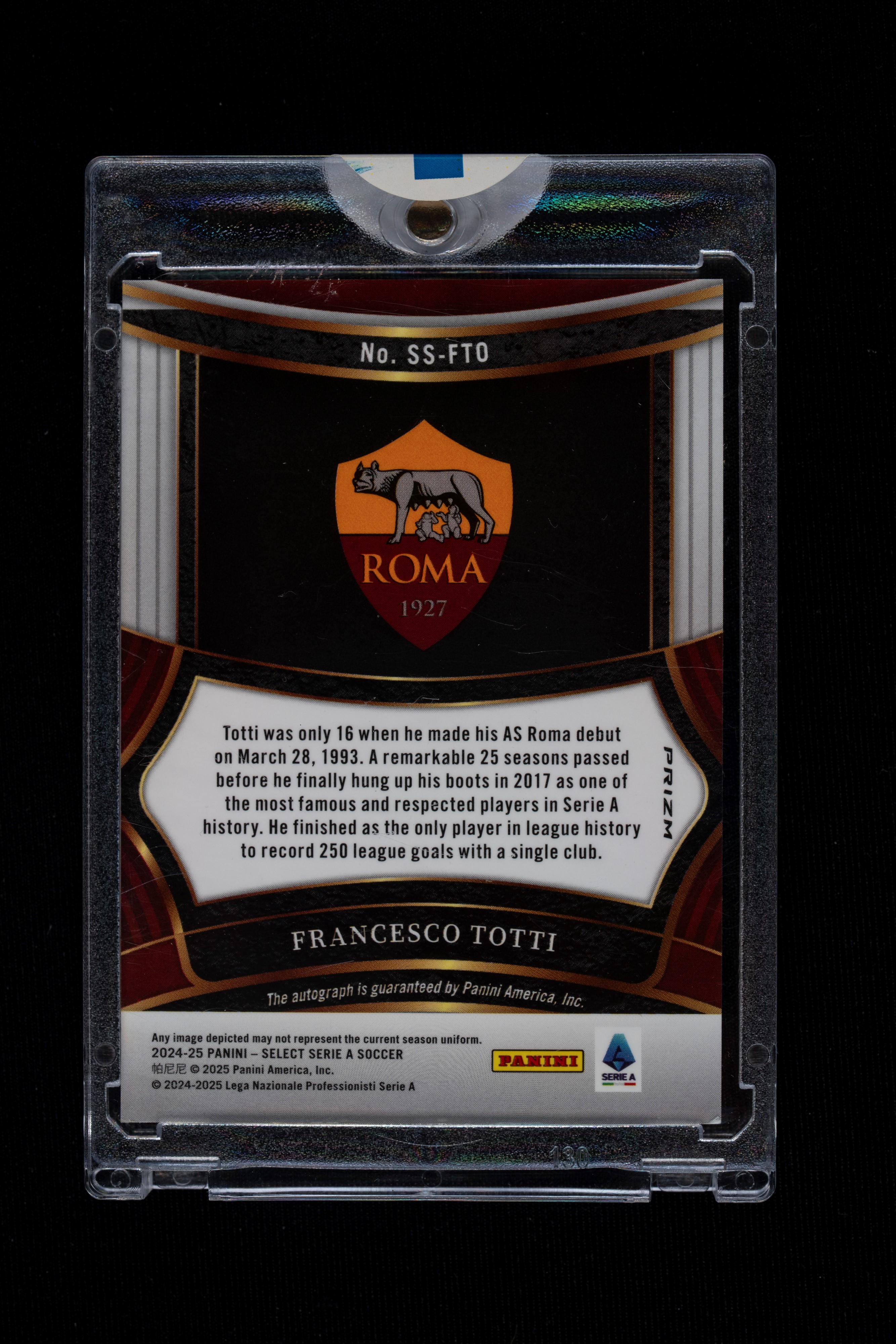 Francesco Totti - Signed Card - Roma - Panini Select Serie A 2024 