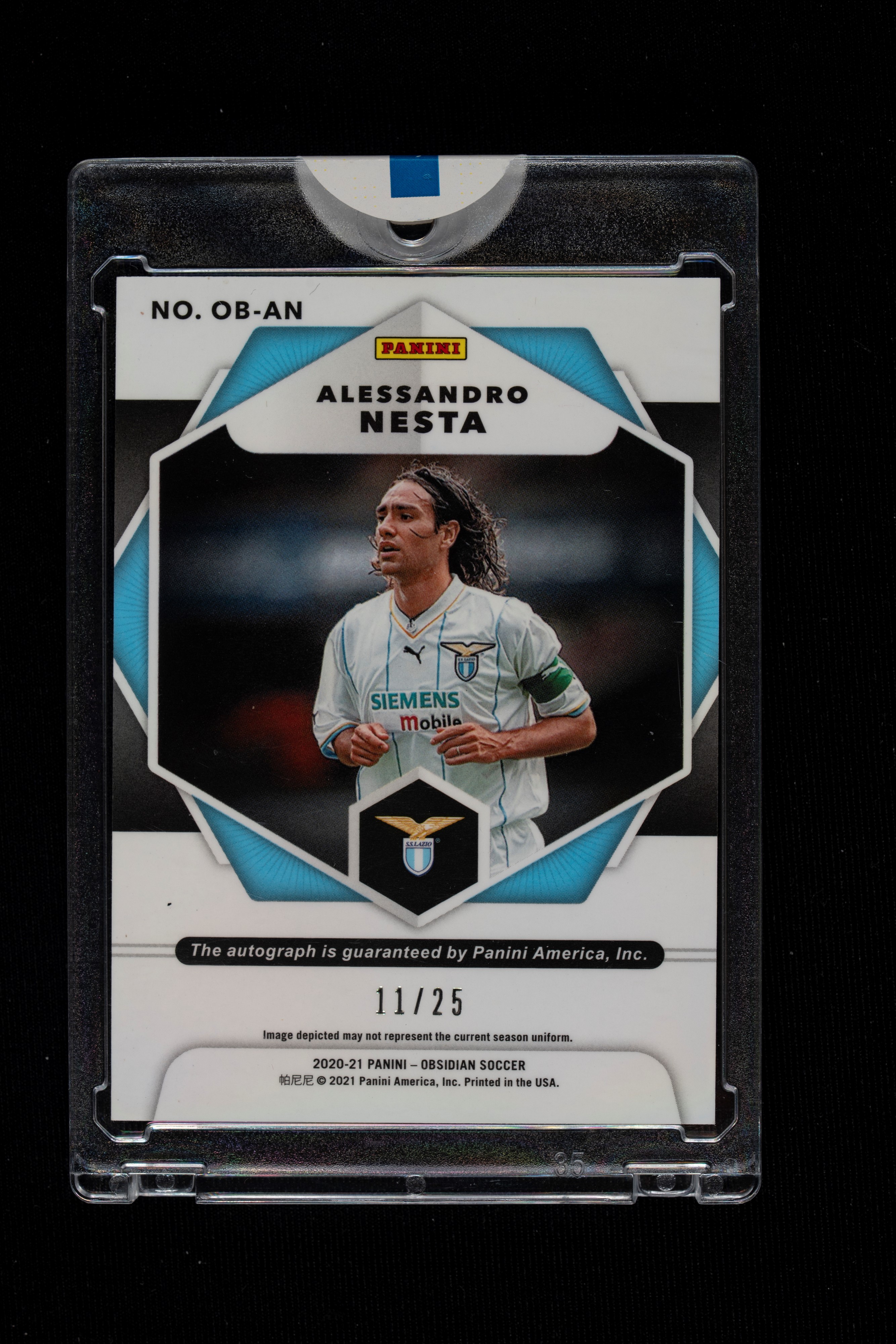 Alessandro Nesta - Signed Card - Lazio - Panini Obsidian Soccer