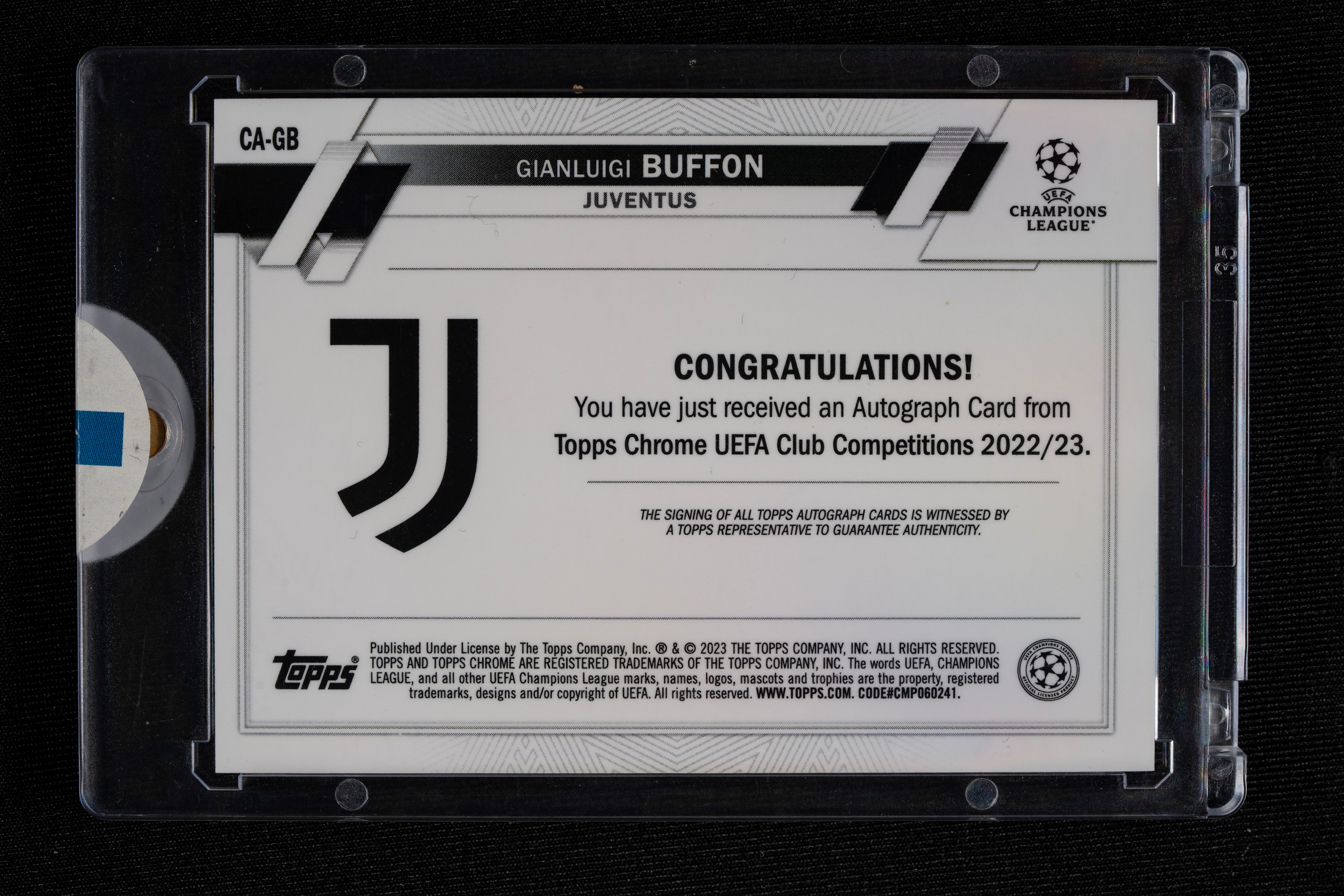 Gianluigi Buffon - Signed Card - Juventus - Topps Chrome UEFA Club