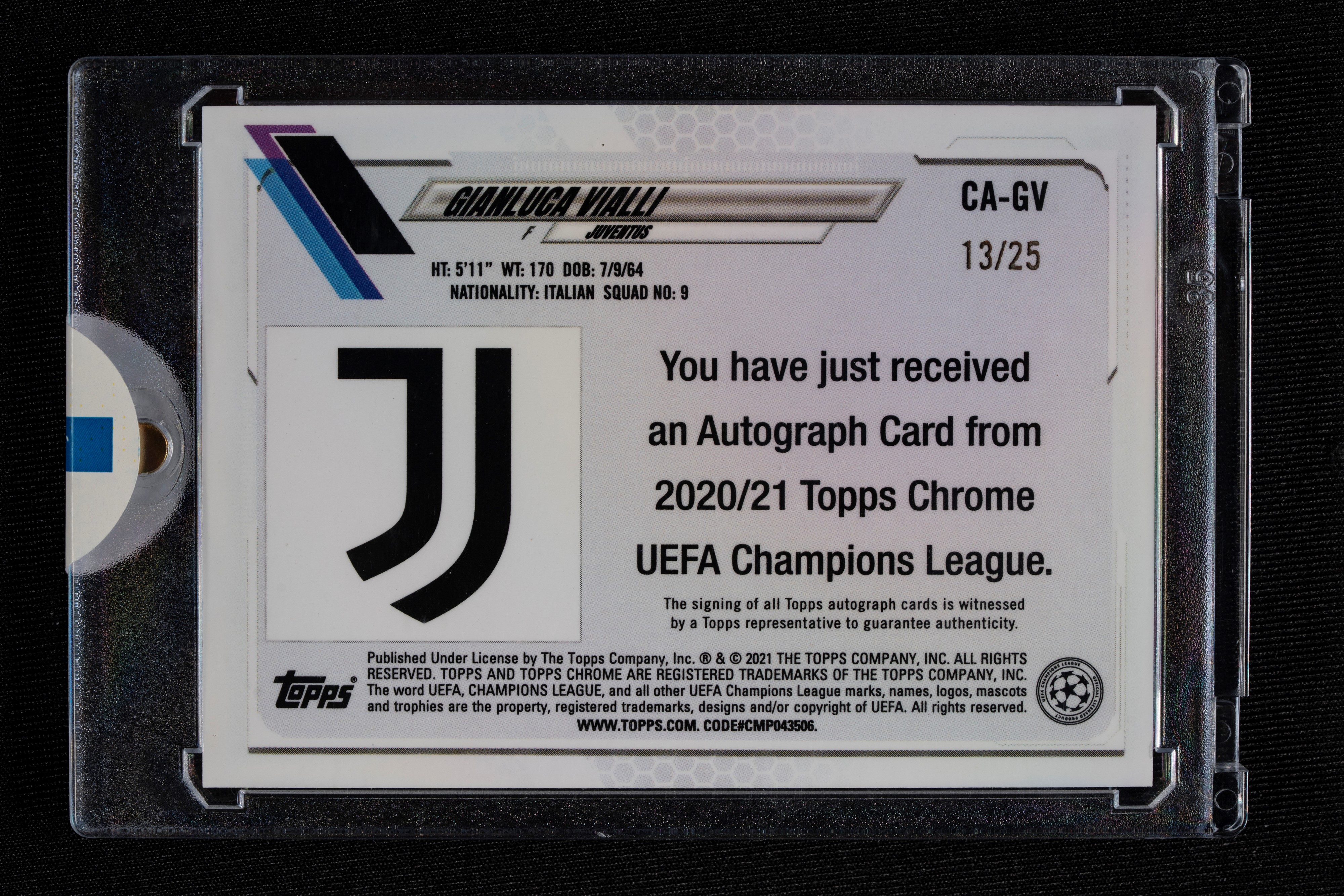Card autografata - Juventus - Topps Chrome Uefa Champions League 2020/21 - Numerata su 25