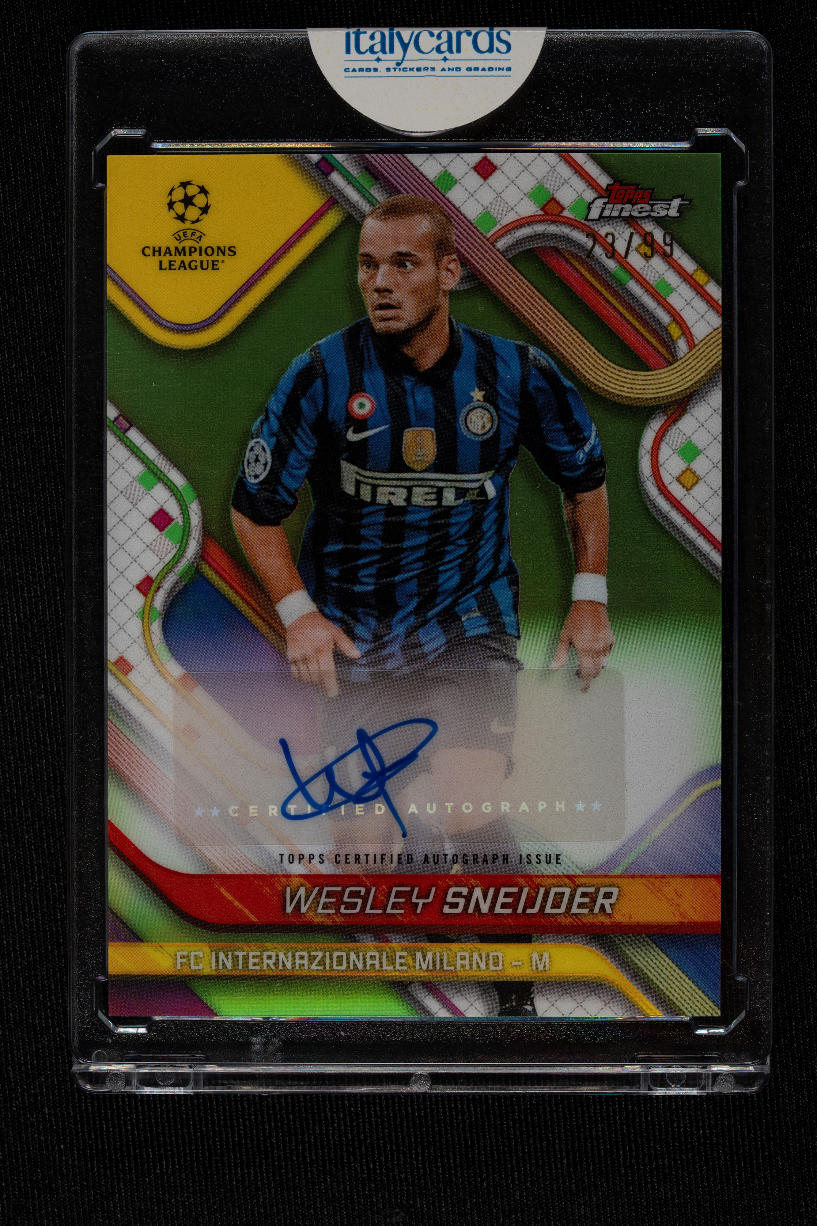 Wesley Sneijder - Signed Card - Inter - Topps Finest Uefa Club 