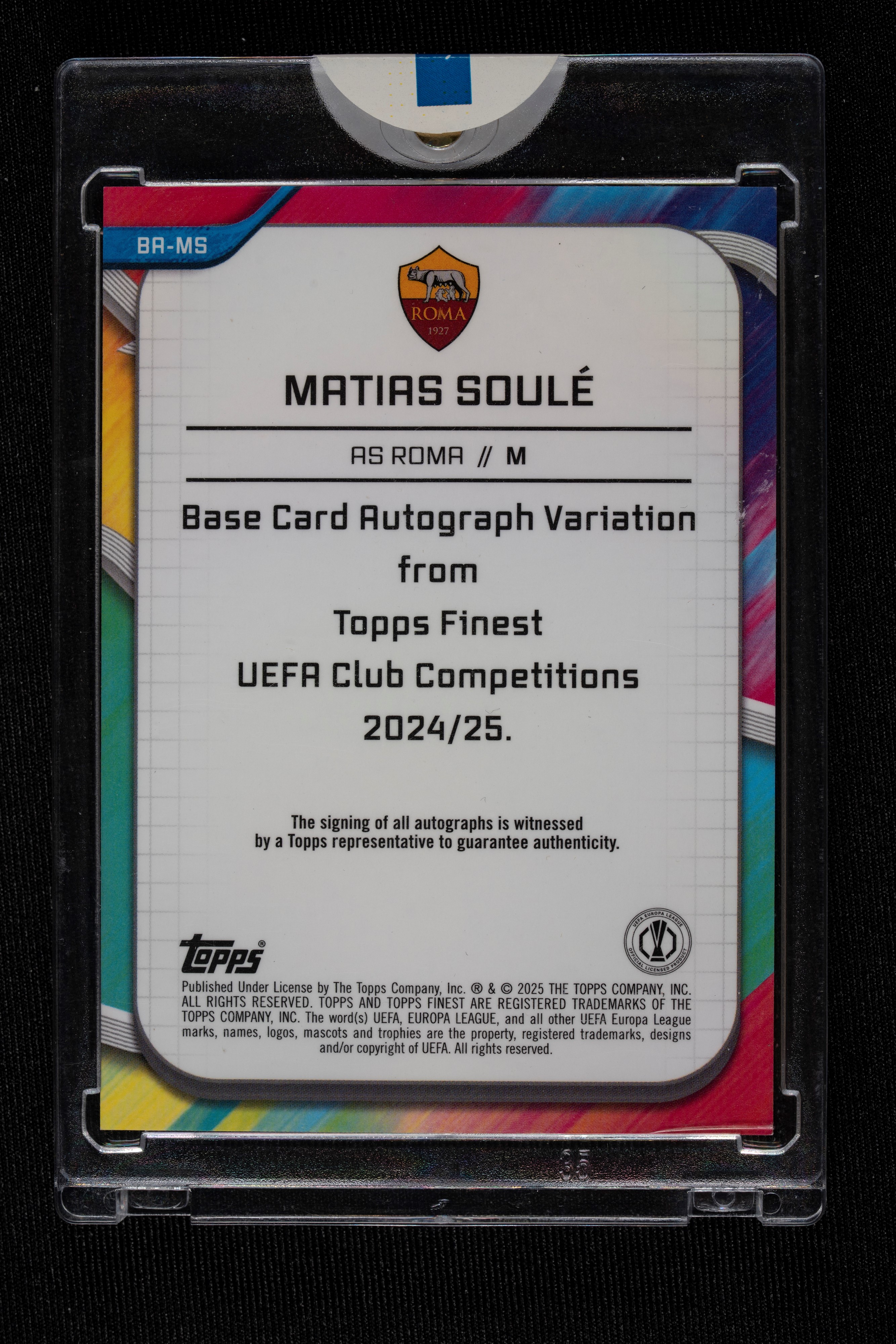 Card autografata - Roma - Topps Finest Uefa Club Competitions 2024/25 - Numerata su 99