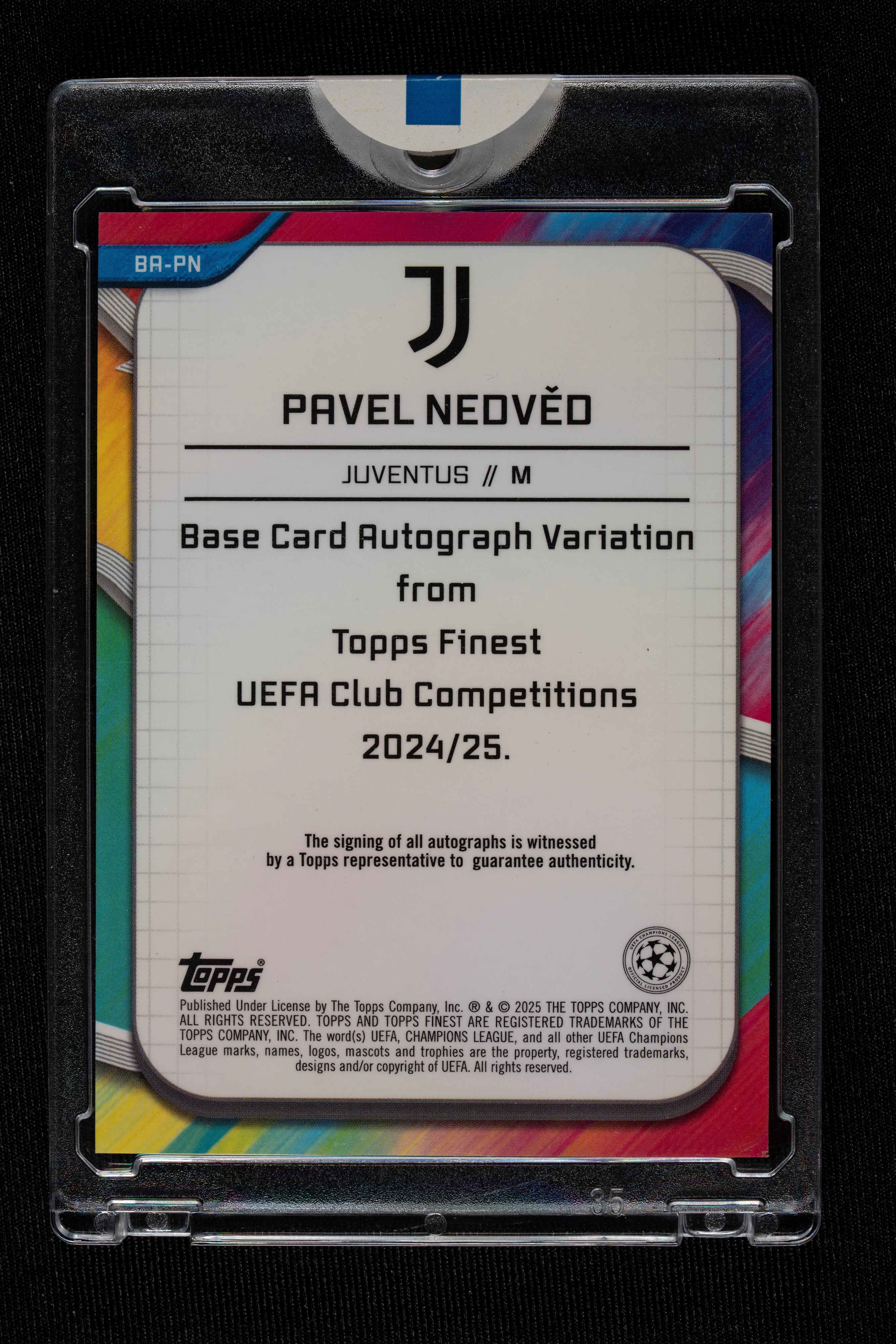 Card autografata - Juventus - Topps Finest Uefa Club Competitions 2024/25 - Numerata su 75