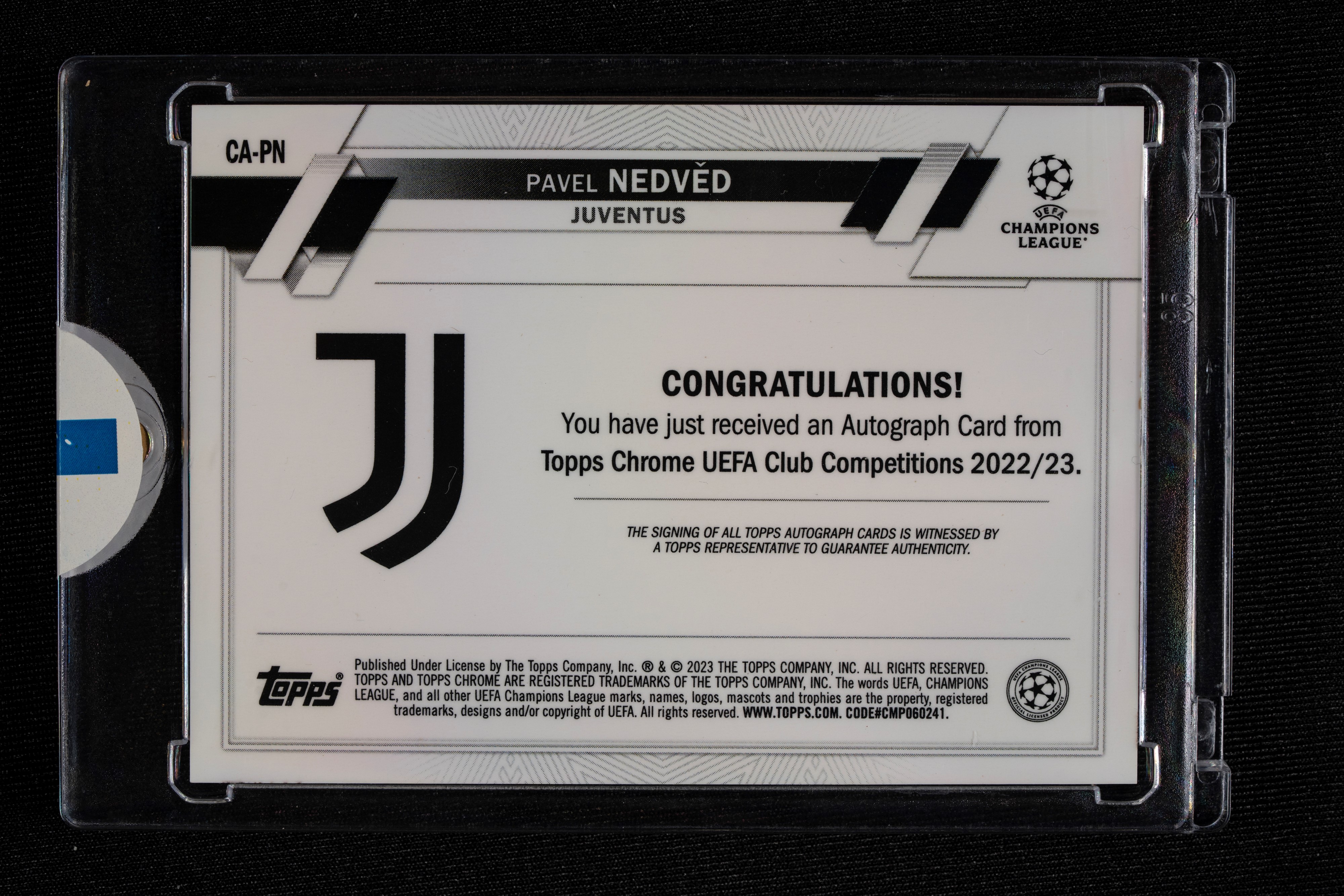 Pavel Nedved - Autographed card - Juventus - Topps Chrome UEFA