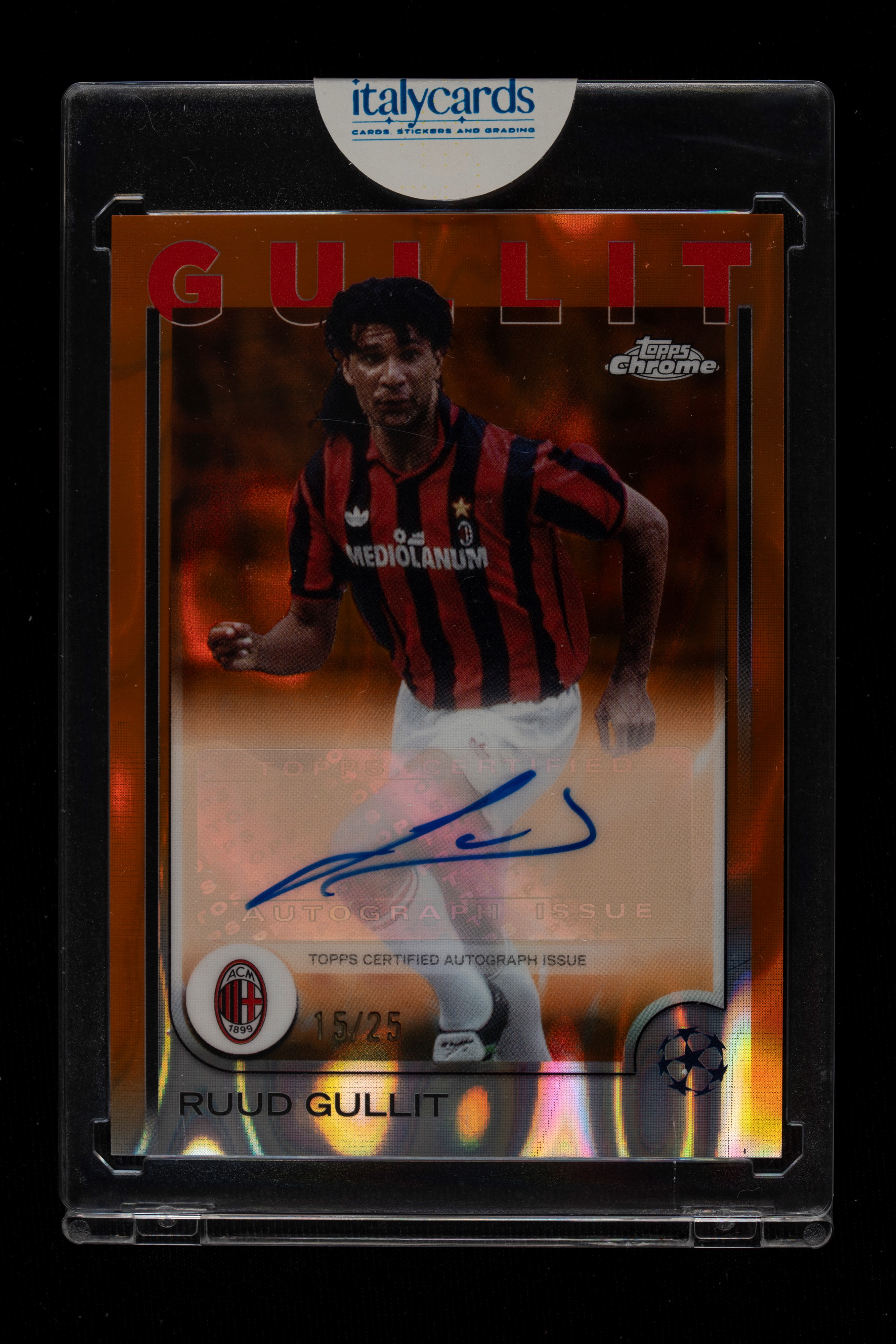 Ruud Gullit - Signed Card - AC Milan - Topps Chrome UEFA Club 