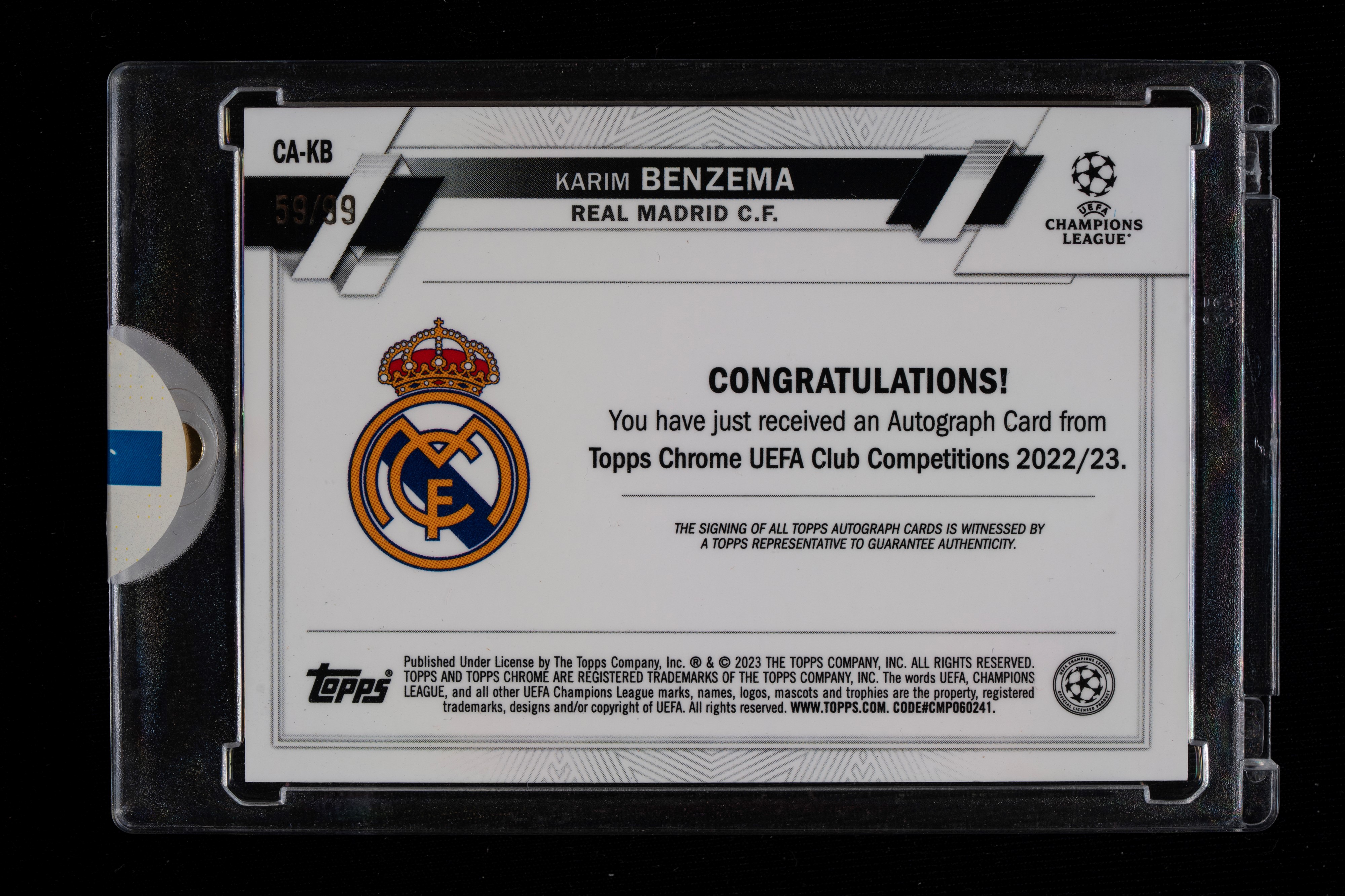 Card autografata - Real Madrid - Topps Chrome Uefa Club Competitions 2022/23 - Numerata su 99