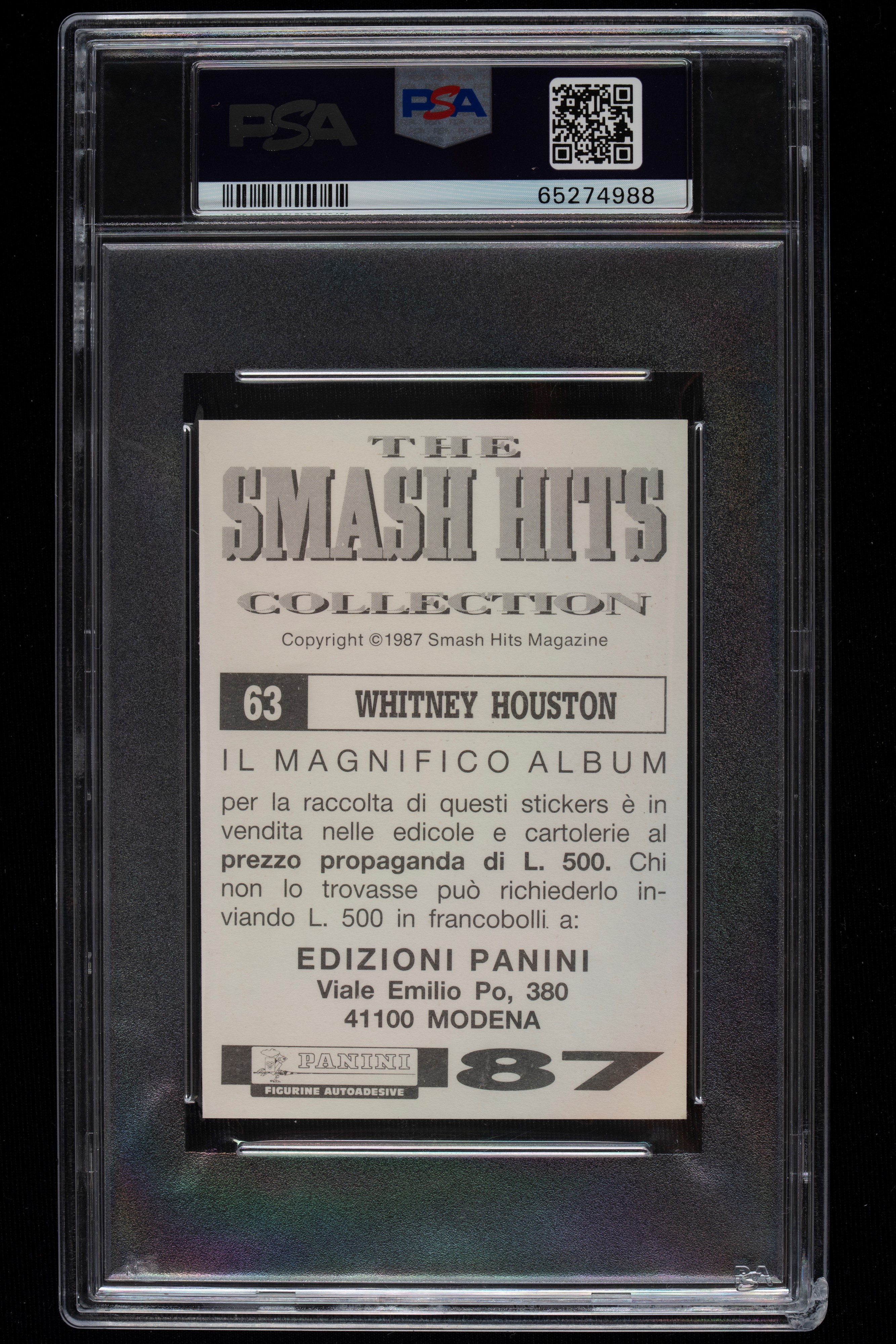 Card gradata - 1987 - Panini Smash Hits Collection (Edizione Italiana) - PSA 8