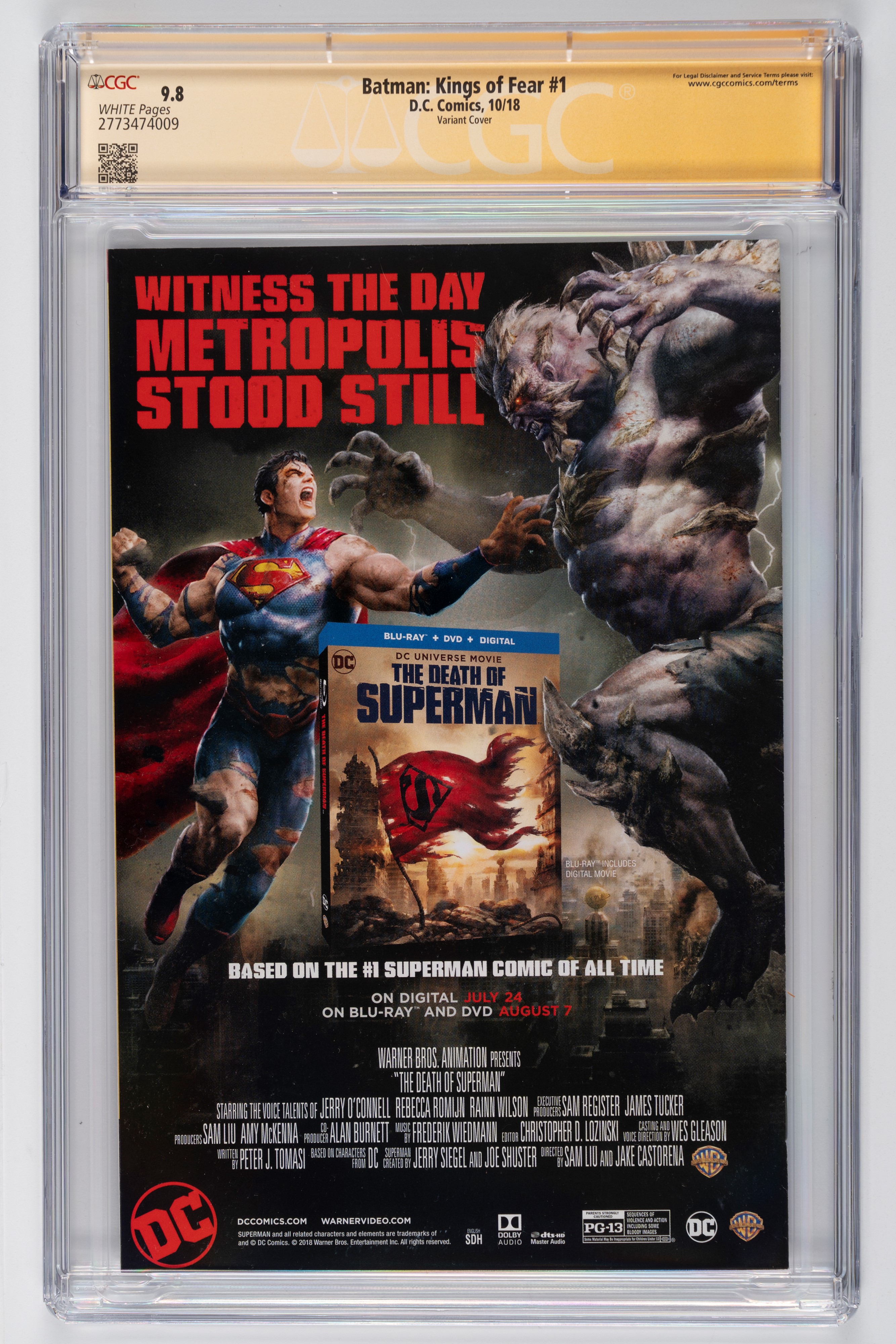 Fumetto gradato - Autografato - Batman Kings of Fear #1 DC Variant - CGC 9.8