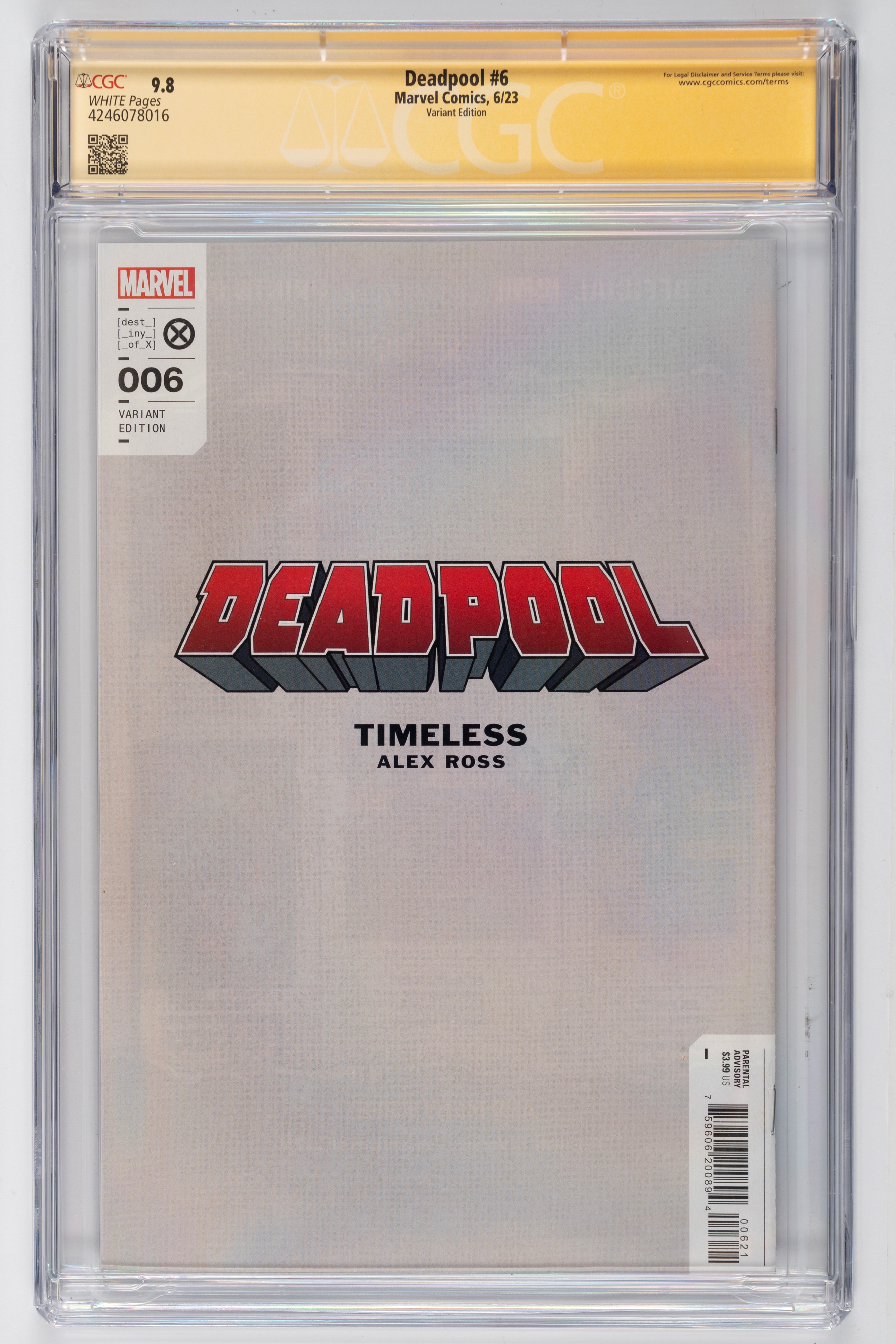 Fumetto gradato - Autografato - Deadpool #6 Timeless Virgin Cover - CGC 9.8