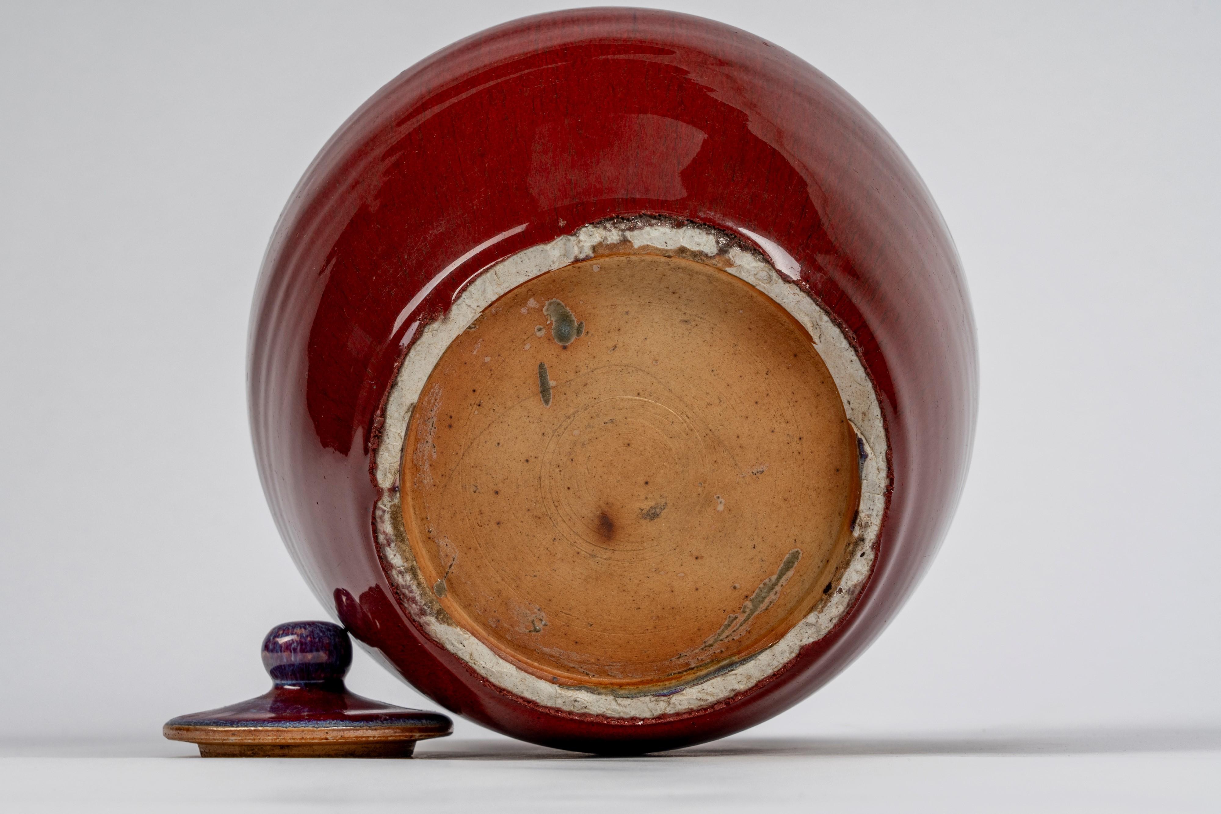 Potiche in porcellana monocromo rosso flambè, Cina, dinastia Qing, XIX secolo