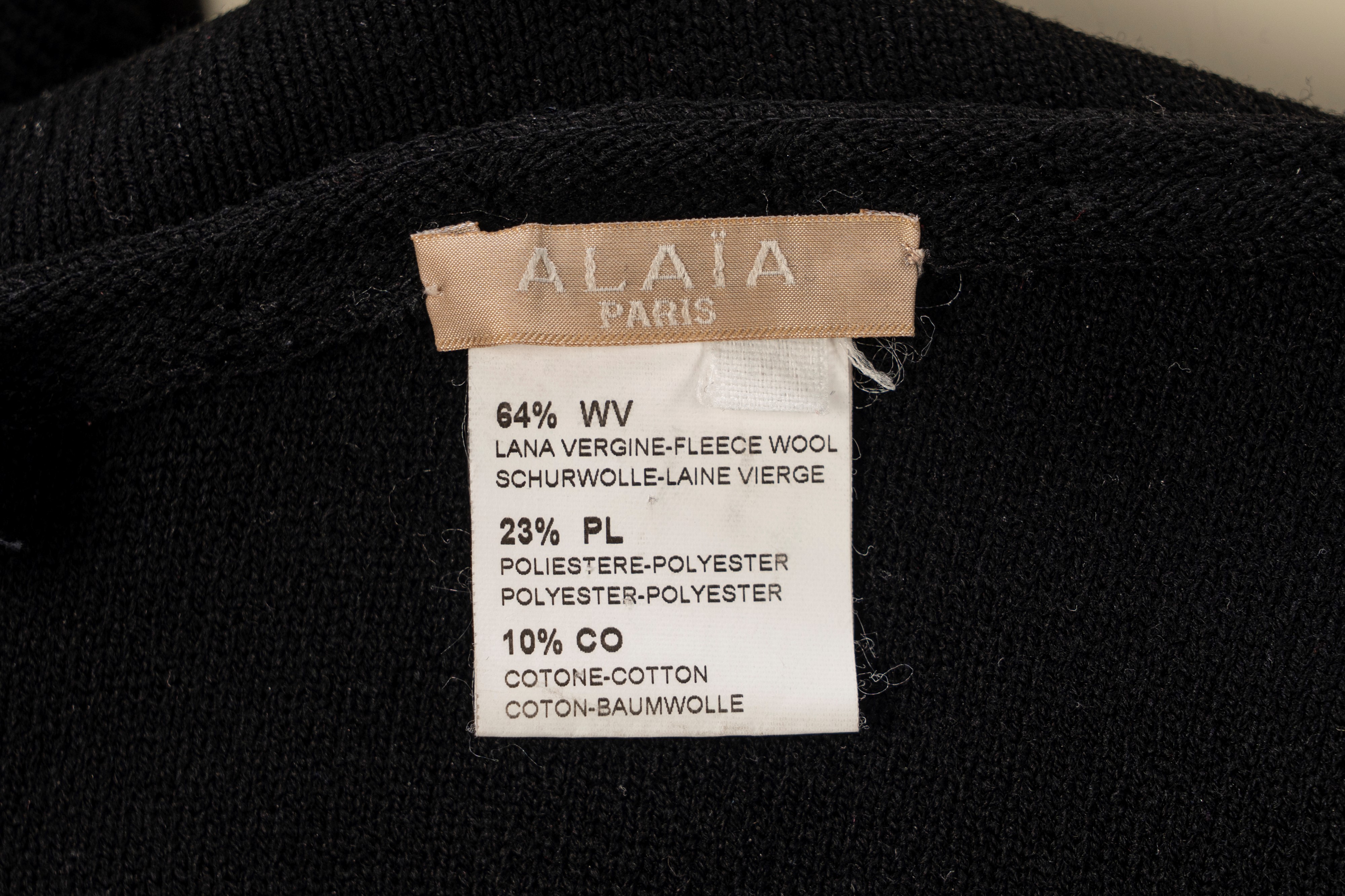 Maison Alaia - Mini abito in cotone elasticizzato nero con lavorazioni a trafori verticali