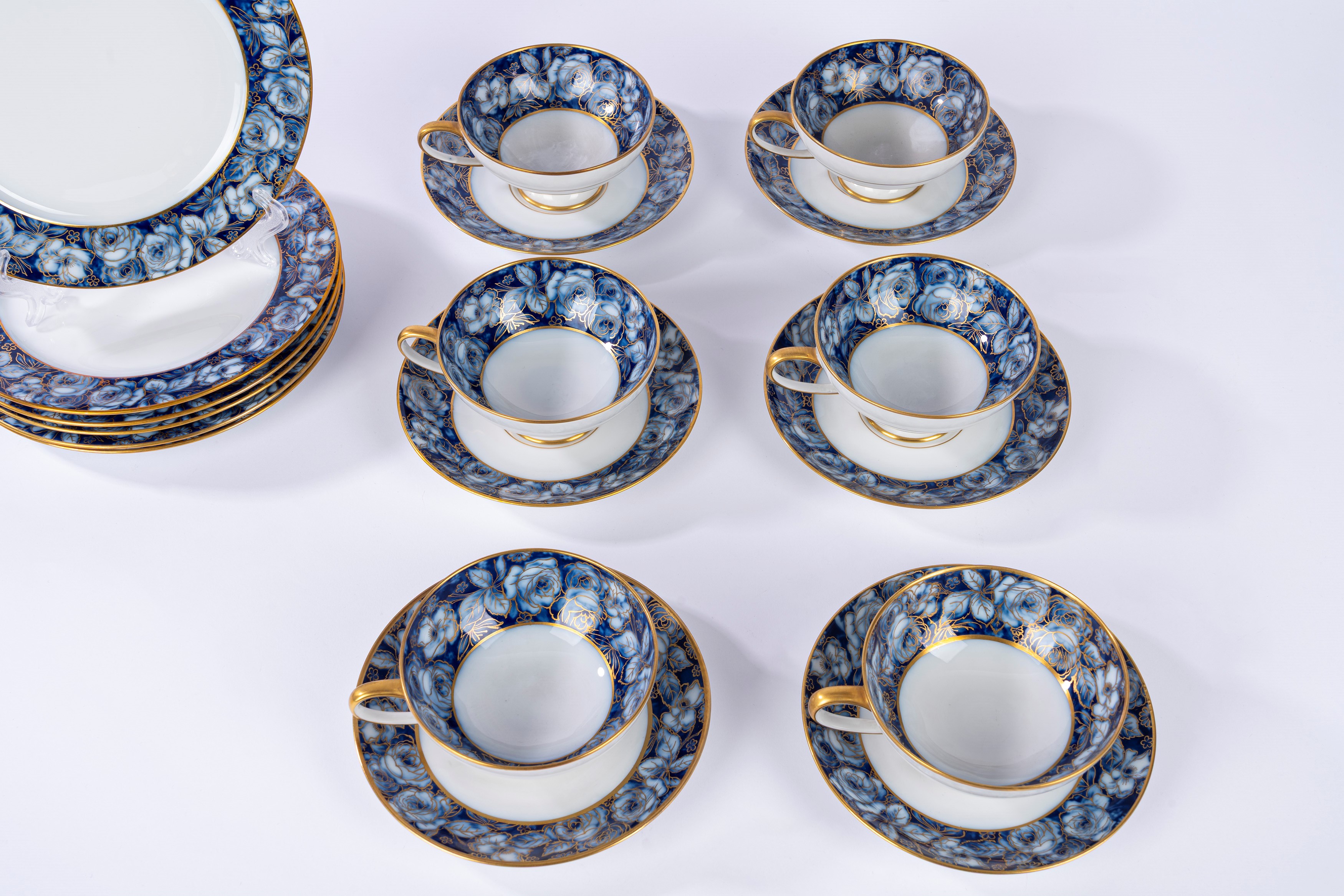 Servizio da tè, sei tazze con piattini e sei piatti da dolce, porcellana Rosenthal