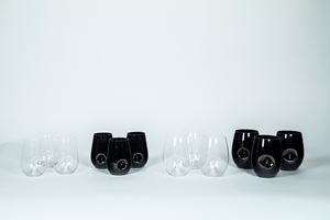Riedel Set di sei bicchieri da vino e sei bicchieri da acqua in vetro nero e trasparente