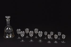 Servizio da liquore in cristallo molato