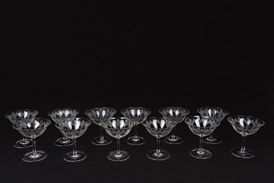 Servizio di Dodici Coppe da Champagne in Cristallo Molato