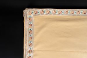 Large ochre-colored cotton and viscose tablecloth