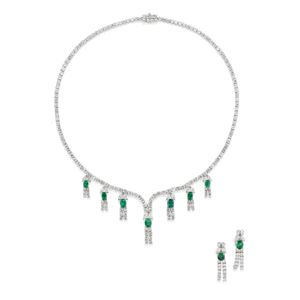 Demi parure con smeraldi e diamanti