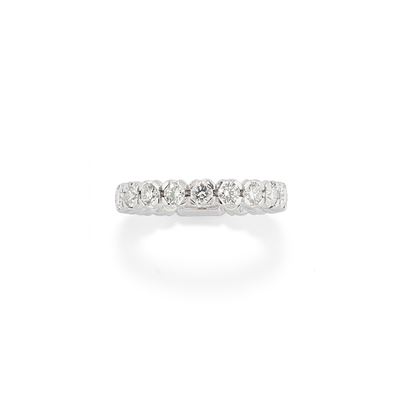 Anello eternity con diamanti, oro bianco 18k