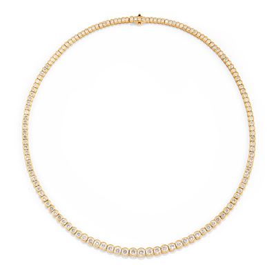 Collana tennis in oro giallo 18k con diamanti taglio brillante