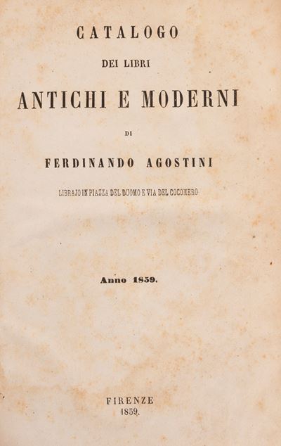 Ferdinando Agostini, Catalogo della Biblioteca del Ministero d’Agricoltura, Industria e commercio...