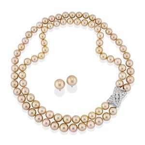Demi-parure con perle South Sea golden