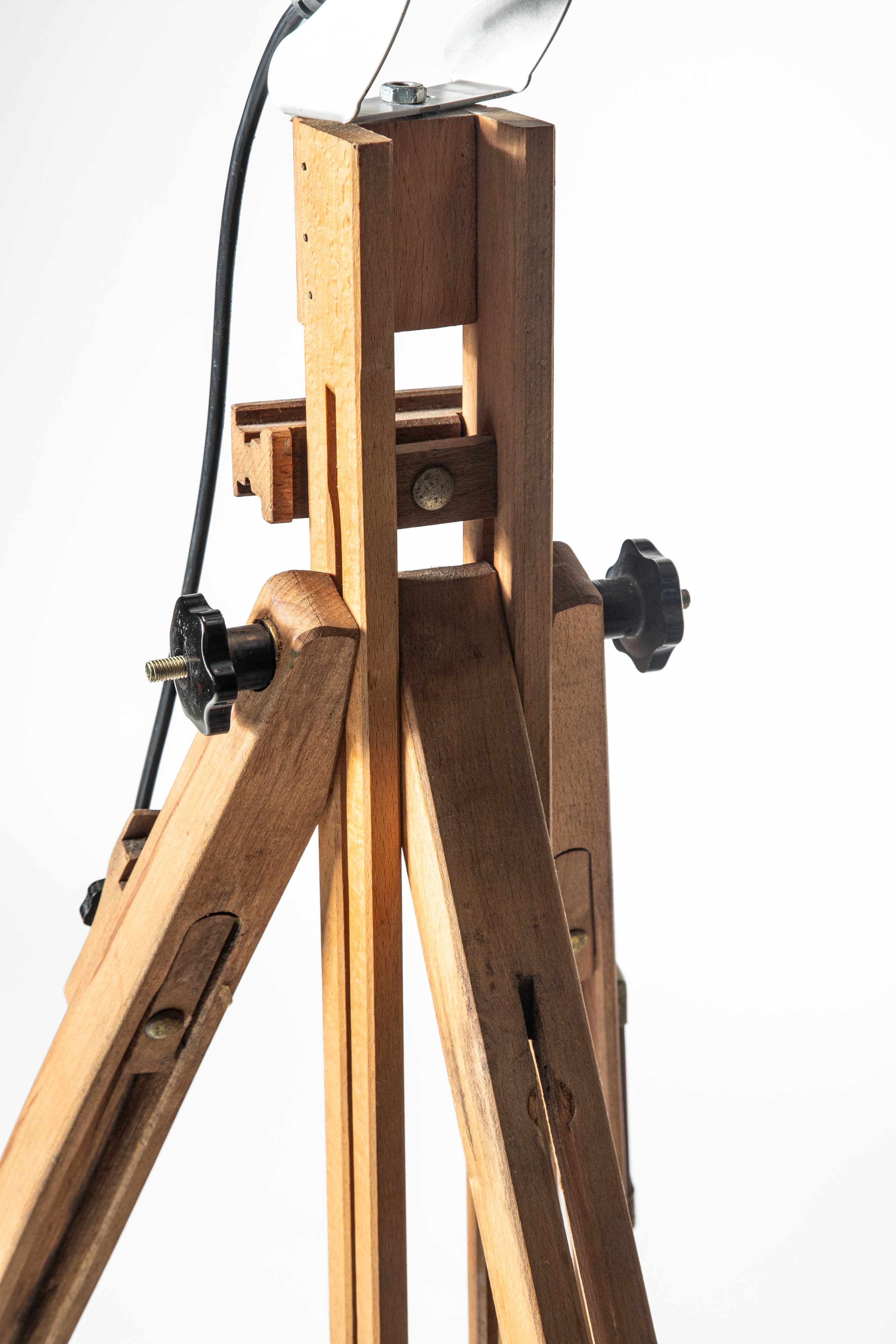 Manifattura Italiana - Lampada da terra, metallo, vetro e legno, circa 1990