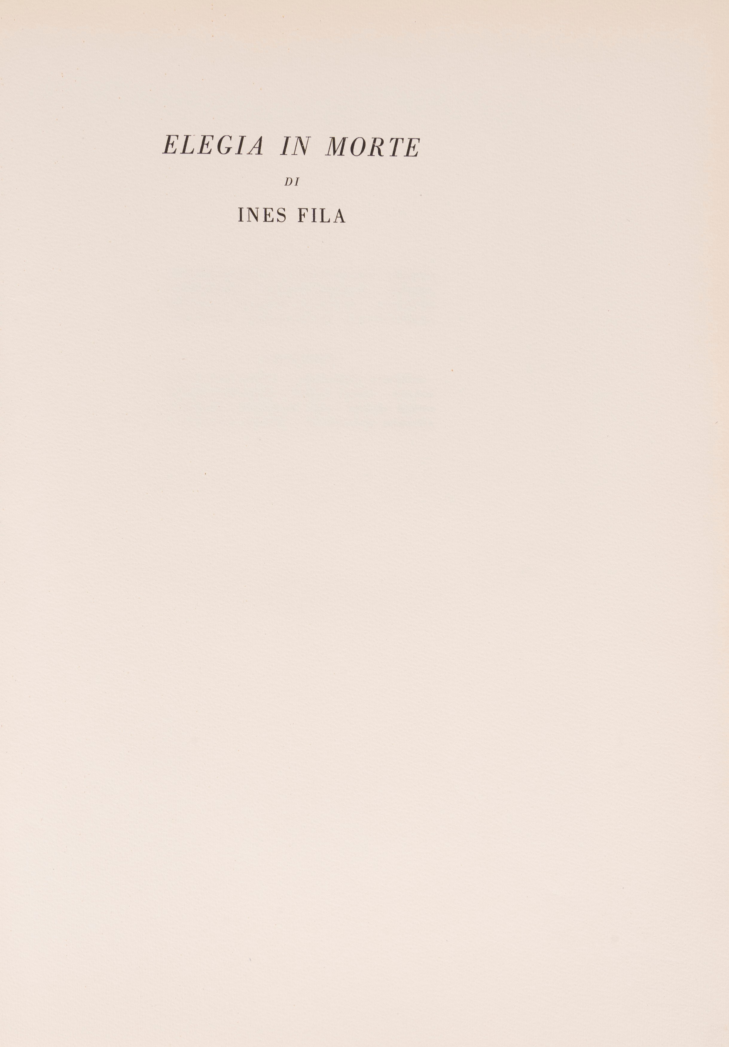Giuseppe Ungaretti - Elegia in morte di Ines Fila