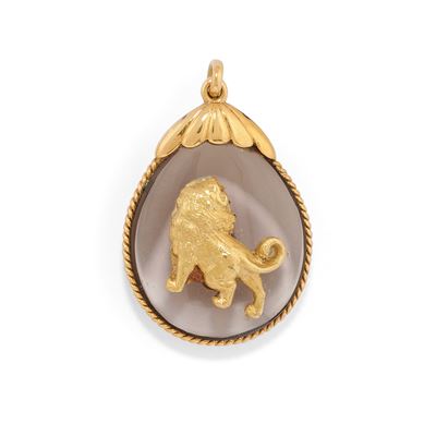 Pendente, cristallo di rocca, in oro giallo 18k