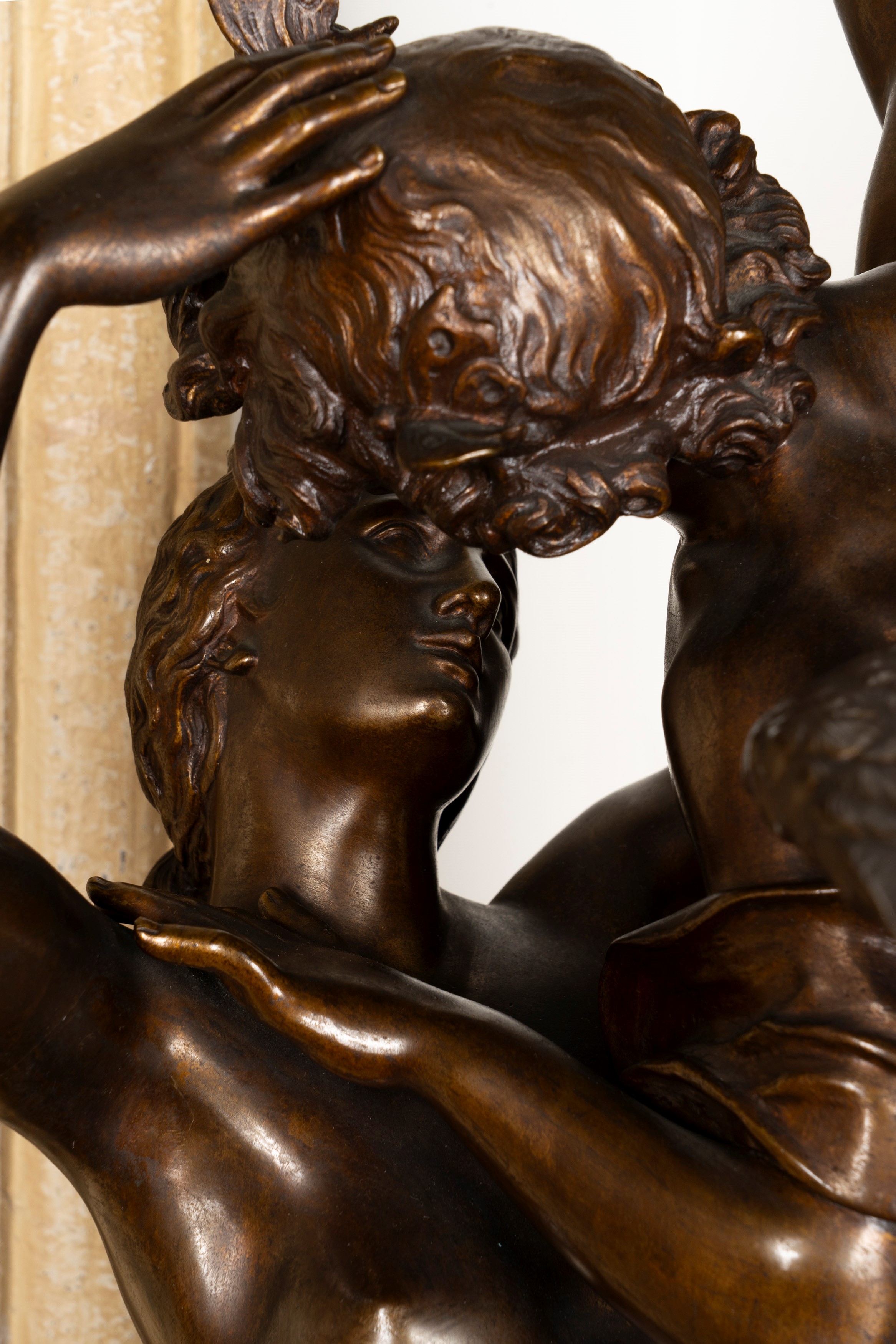 Ernest Damè, Grande gruppo in bronzo 'Fugit Amor', cm 110, Parigi, fine XIX secolo
