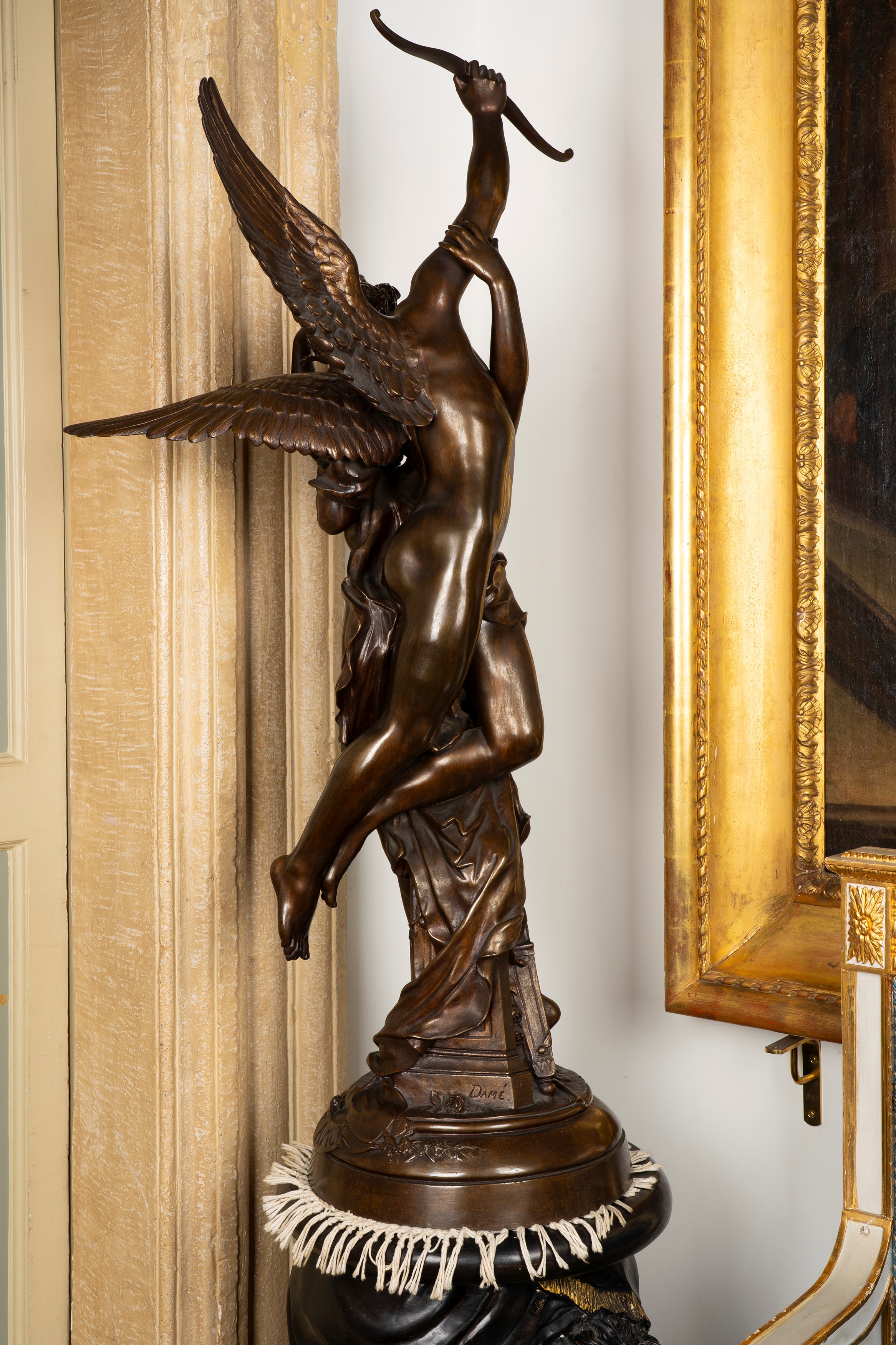 Ernest Damè, Grande gruppo in bronzo 'Fugit Amor', cm 110, Parigi, fine XIX secolo